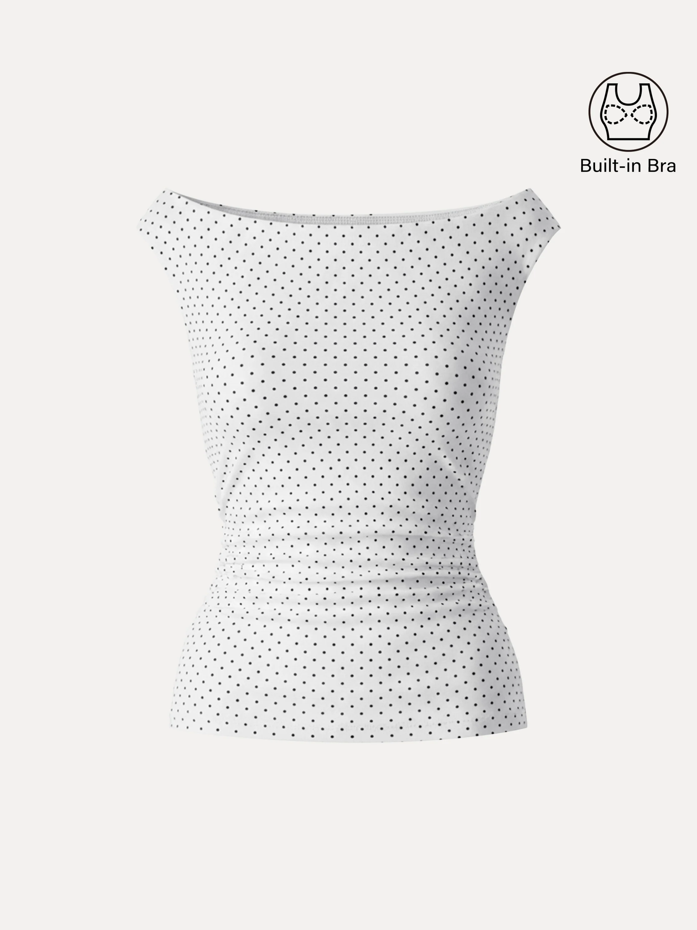 Stretch Cotton Polka Dot Boatneck Ruched Bra Top Limited Edition - Image 17
