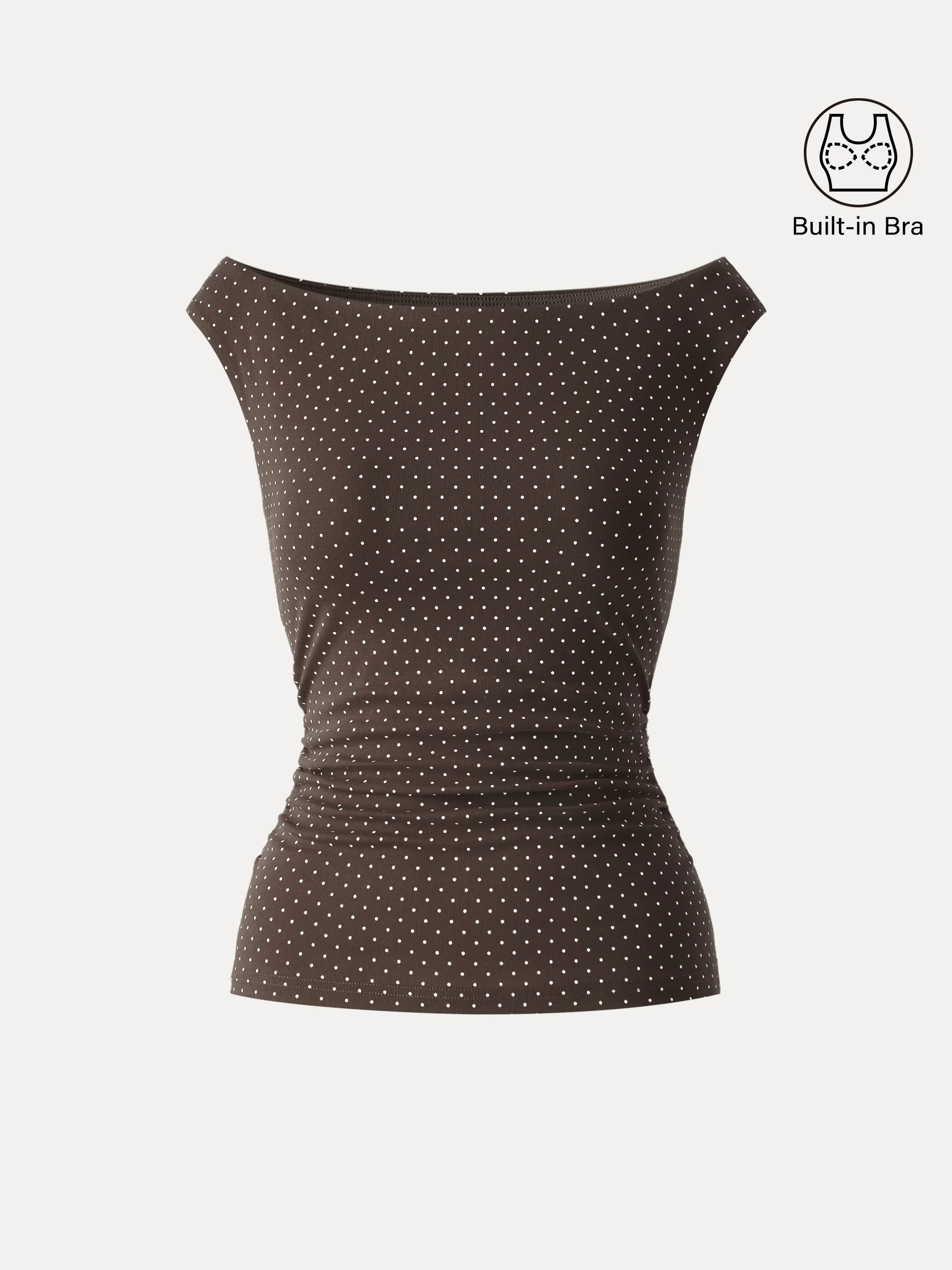Stretch Cotton Polka Dot Boatneck Ruched Bra Top Limited Edition - Image 19