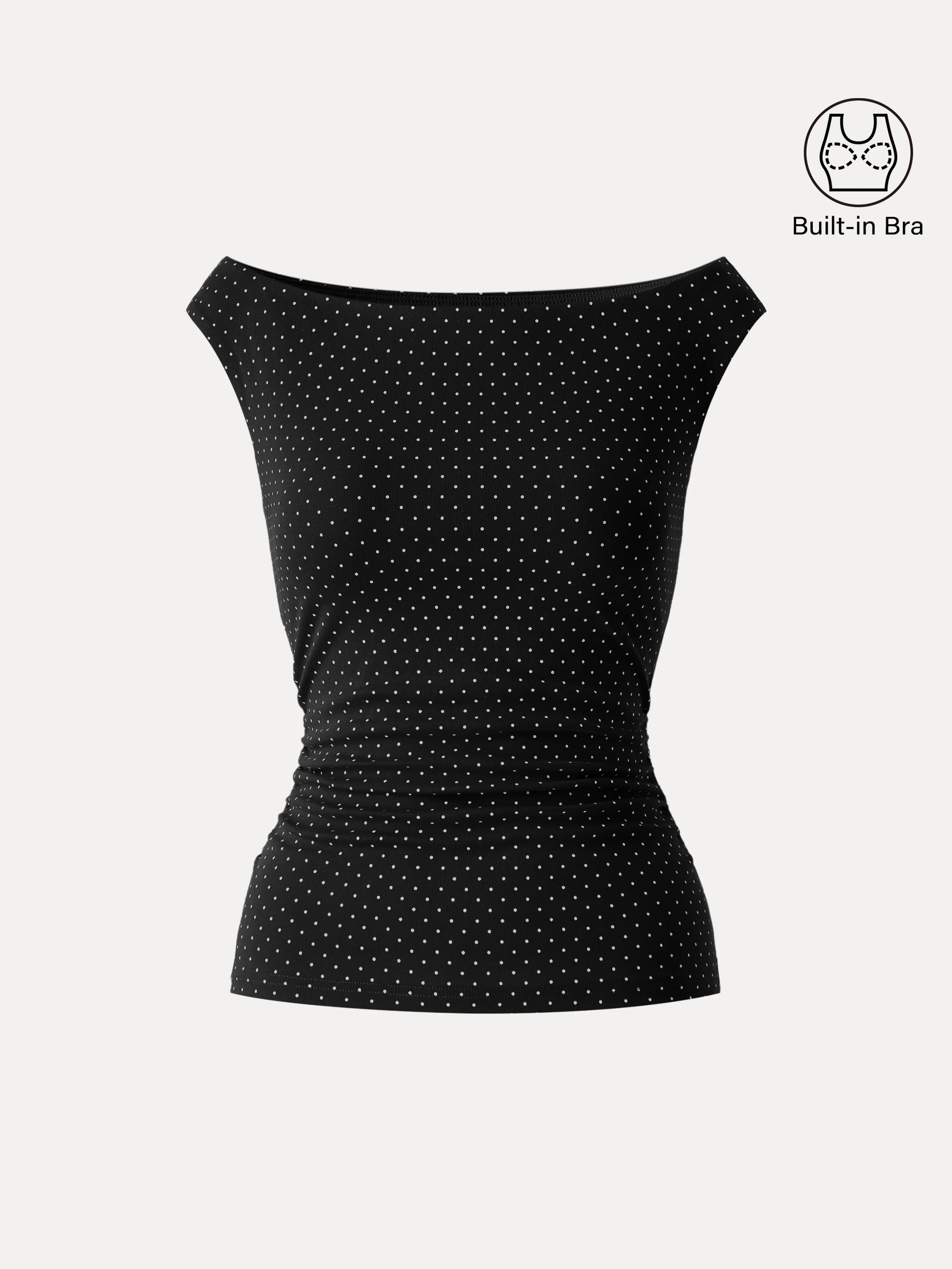 Stretch Cotton Polka Dot Boatneck Ruched Bra Top Limited Edition - Image 21