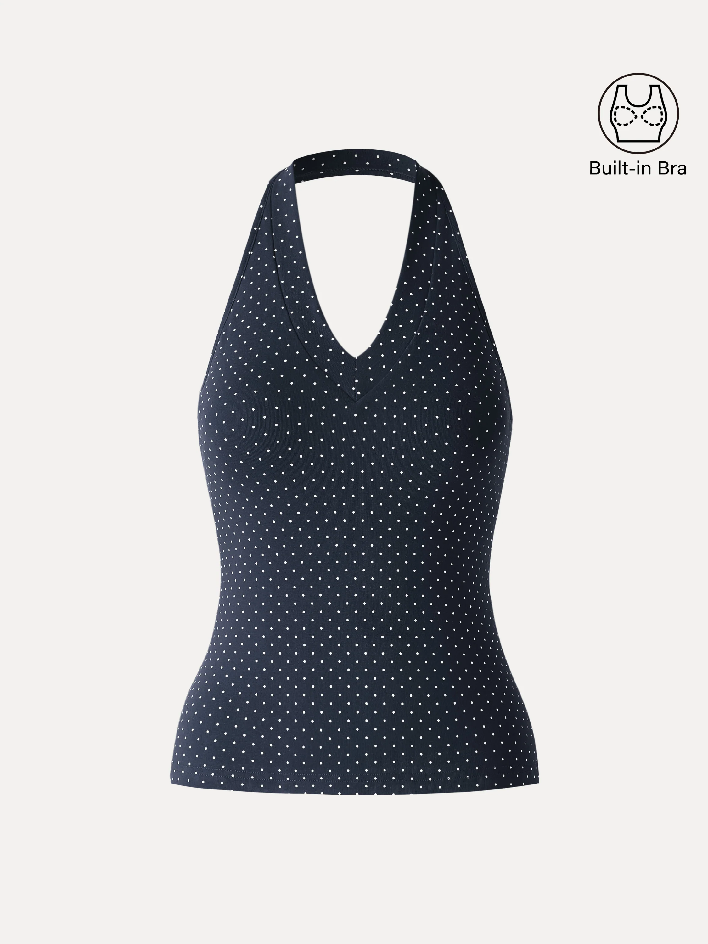 Stretch Cotton Polka Dot Halter Neck Open Back Bra Top - Image 13