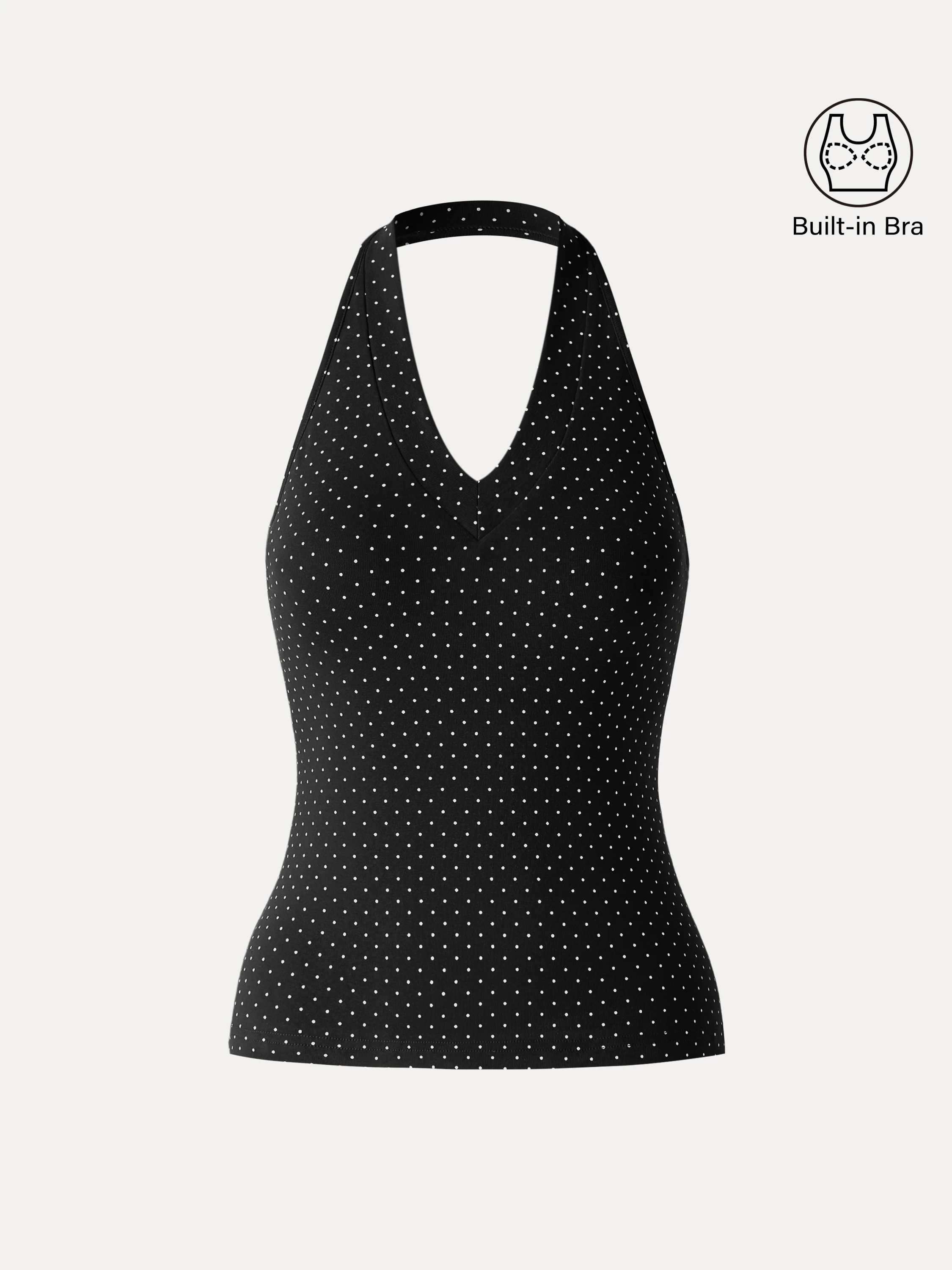 Stretch Cotton Polka Dot Halter Neck Open Back Bra Top - Image 14