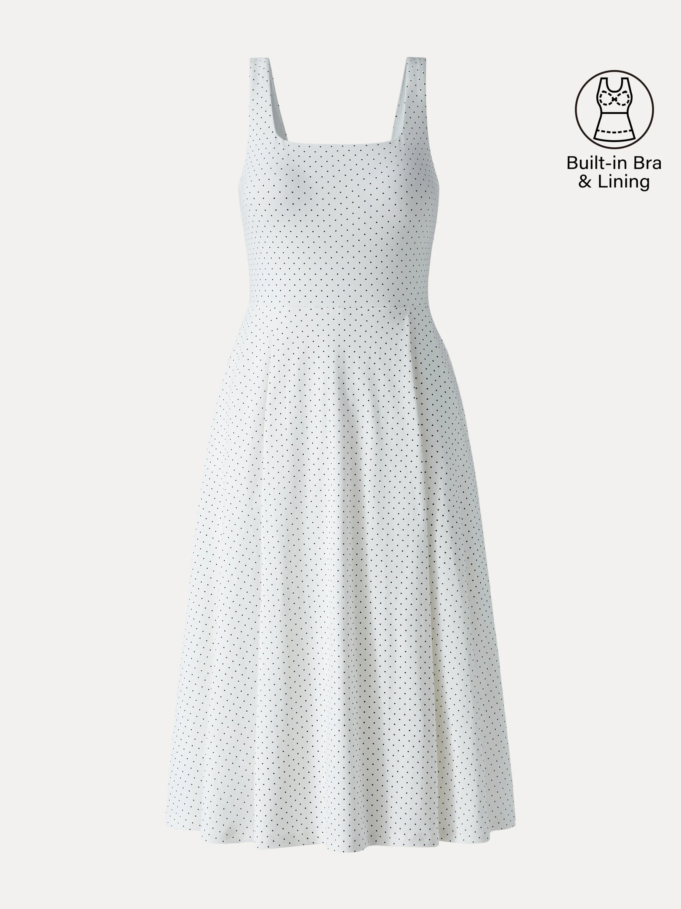 Stretch Cotton Polka Dot Square Neck Midi Bra Dress with Pockets Limited Edition - Image 11