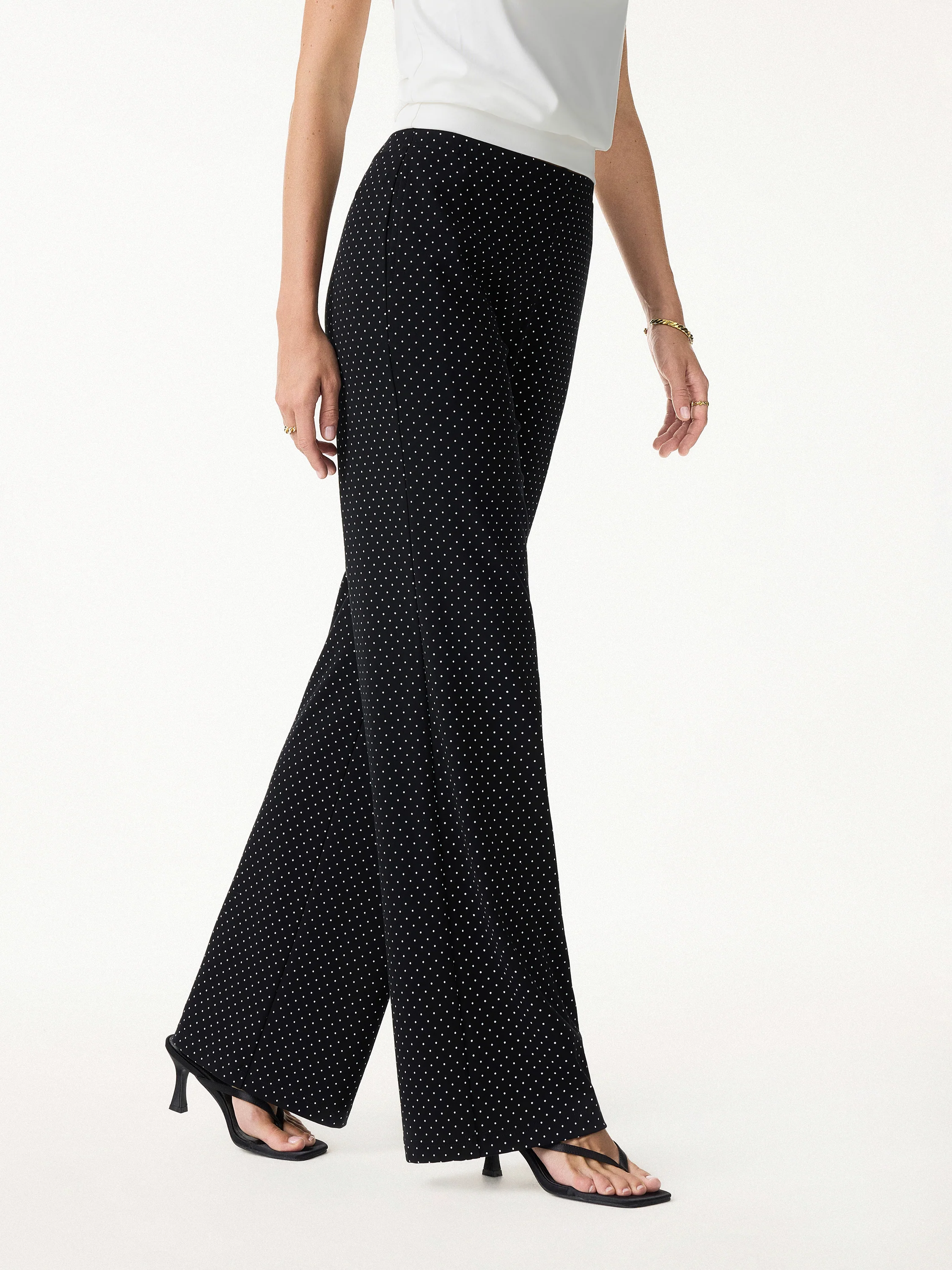 Stretch Cotton Polka Dot Wide Leg Pull-On Pants with Pockets Limited Edition - Image 12
