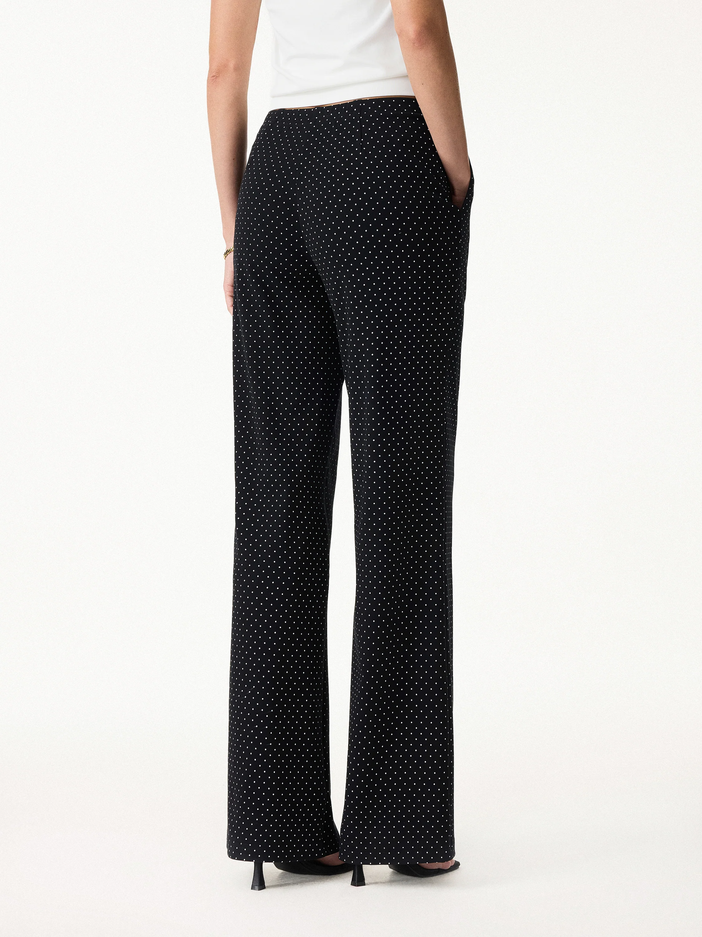 Stretch Cotton Polka Dot Wide Leg Pull-On Pants with Pockets Limited Edition - Image 13