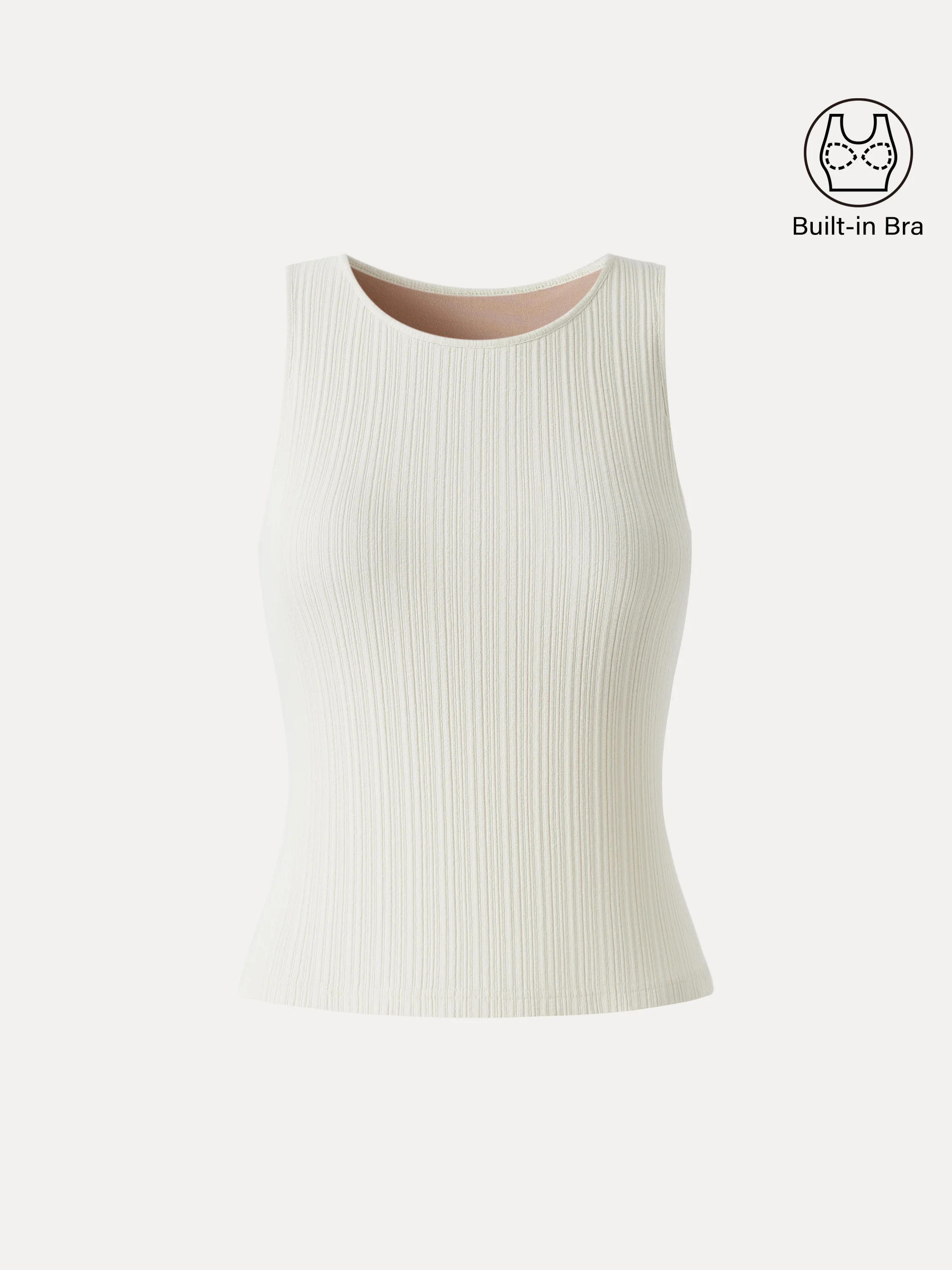 Stretch Cotton Ribbed Round Neck Bra Tank - Image 10