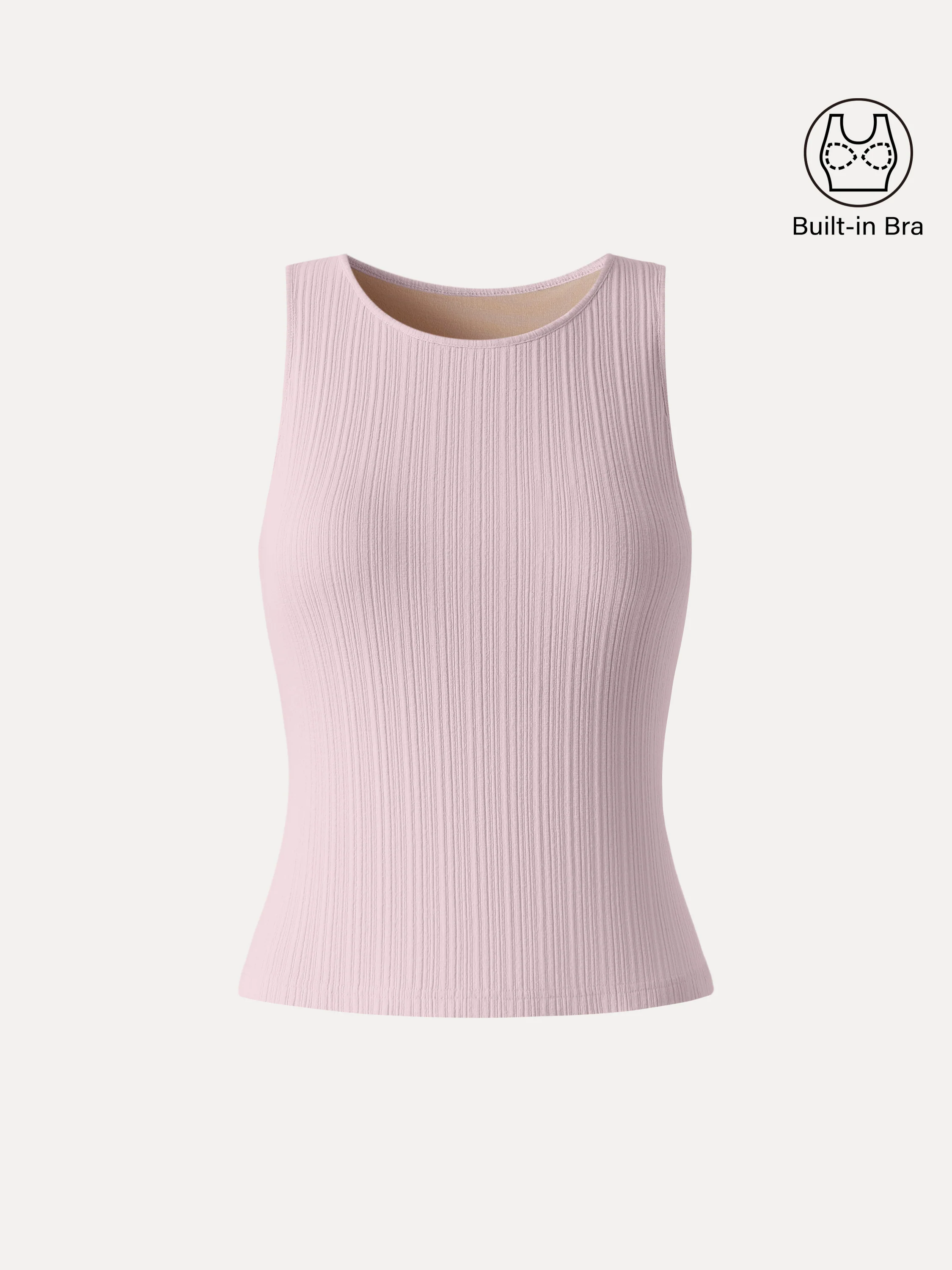 Stretch Cotton Ribbed Round Neck Bra Tank - Image 11
