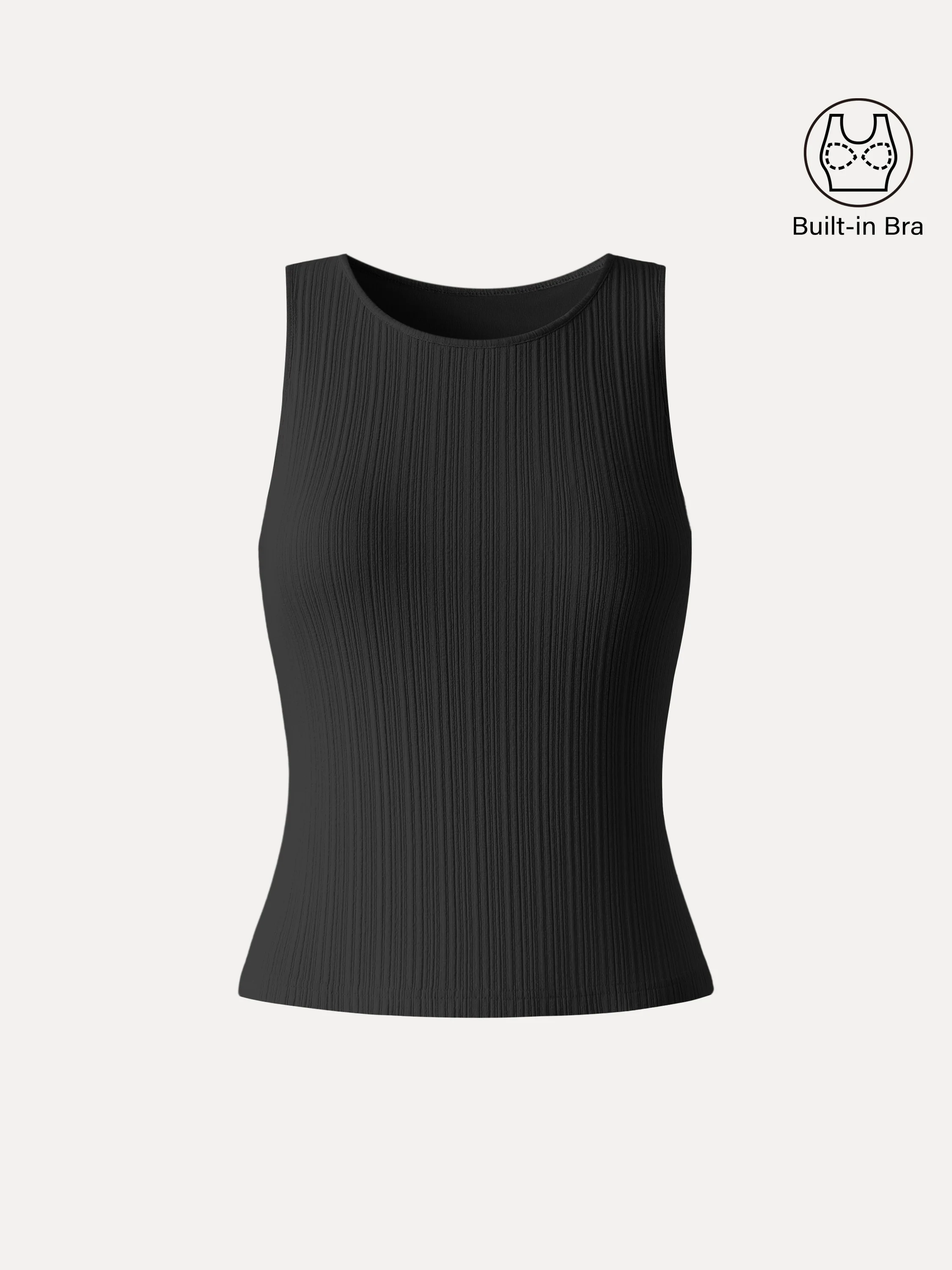 Stretch Cotton Ribbed Round Neck Bra Tank - Image 12