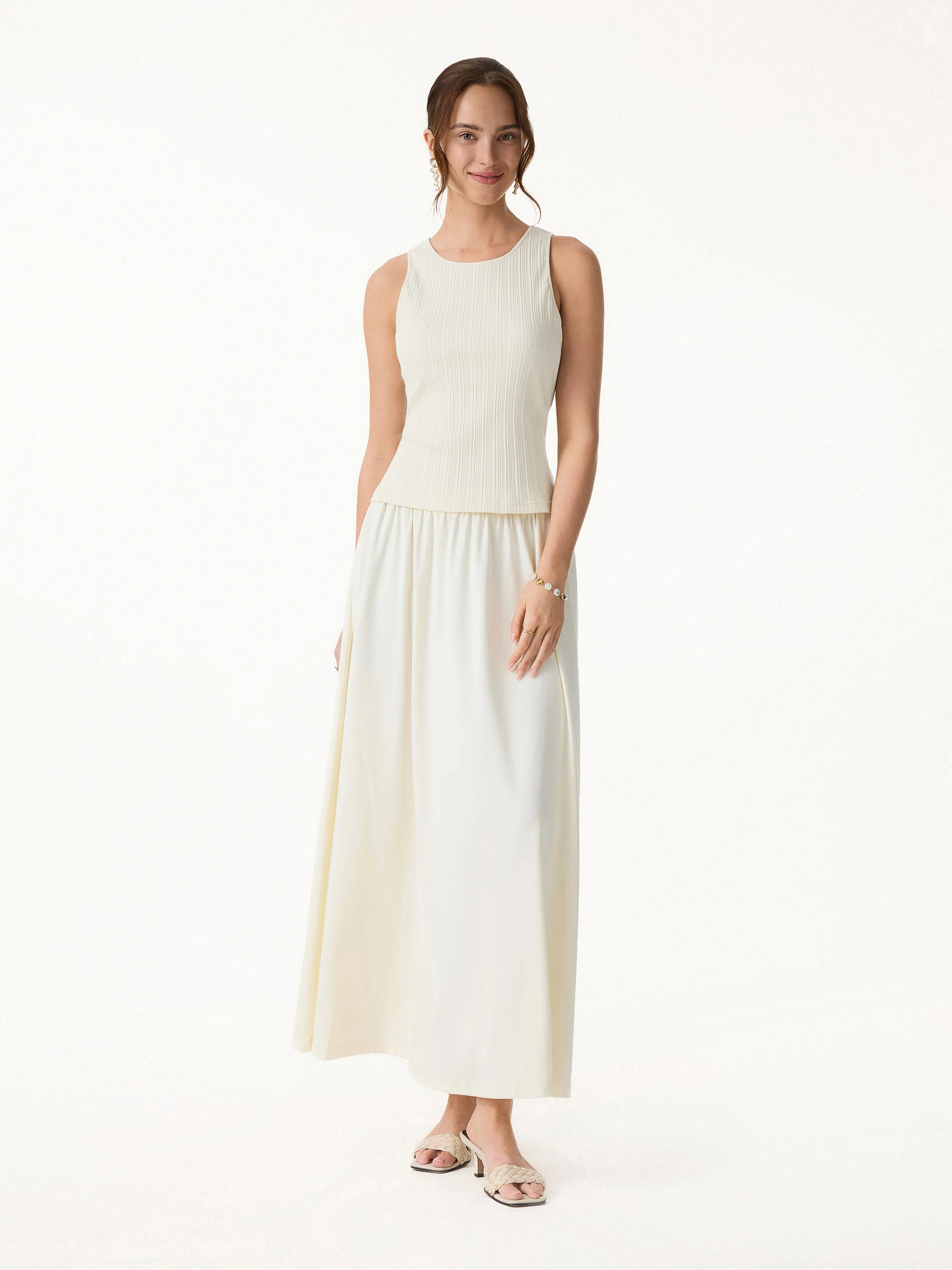 Stretch Cotton Ribbed Round Neck Bra Tank - Image 3