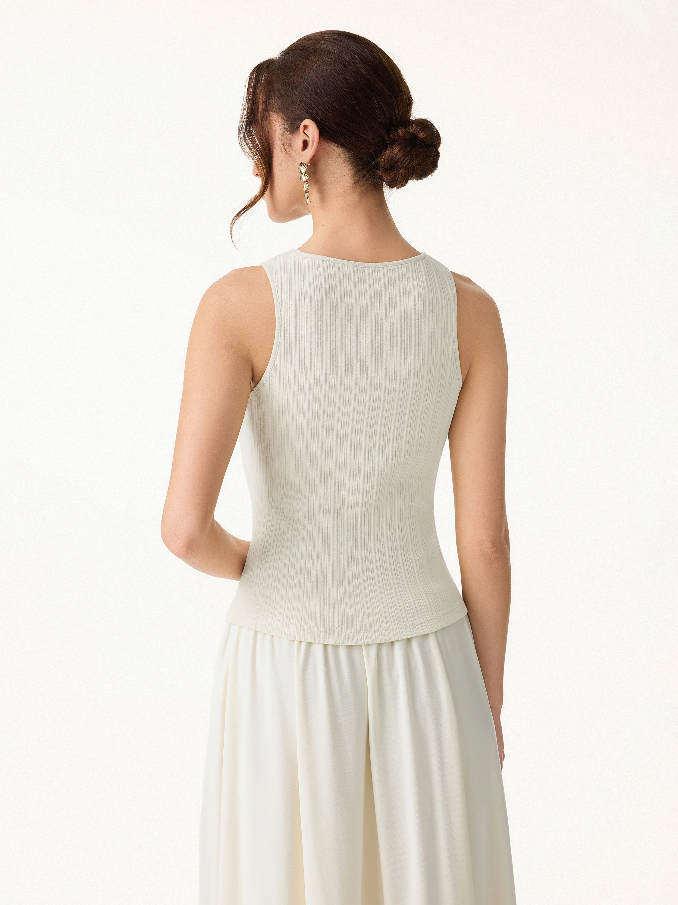 Stretch Cotton Ribbed Round Neck Bra Tank - Image 7