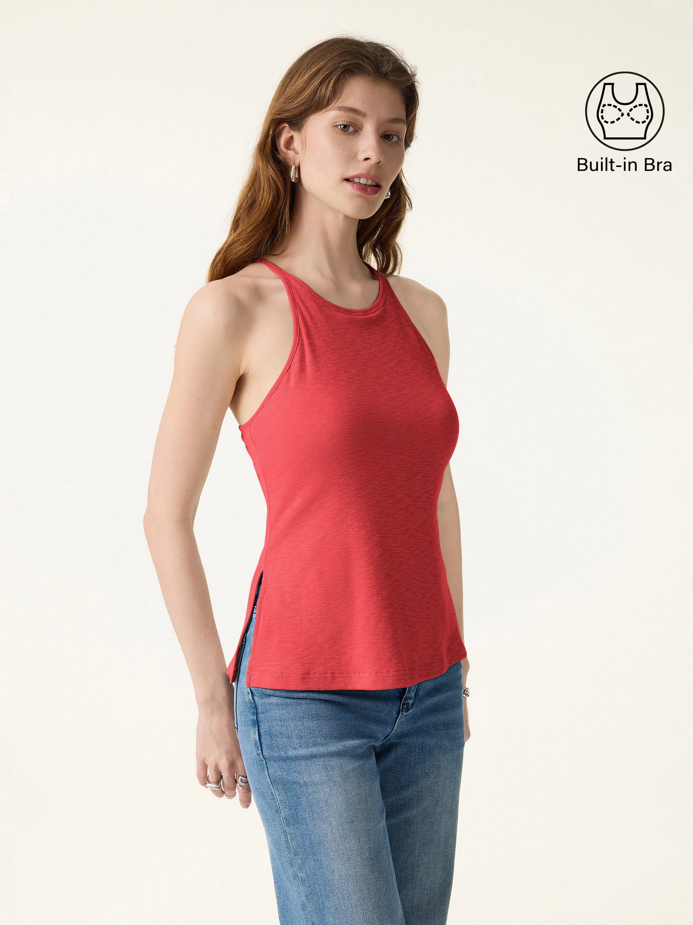 Stretch Cotton Side Slit Everyday Bra Tank - Image 12