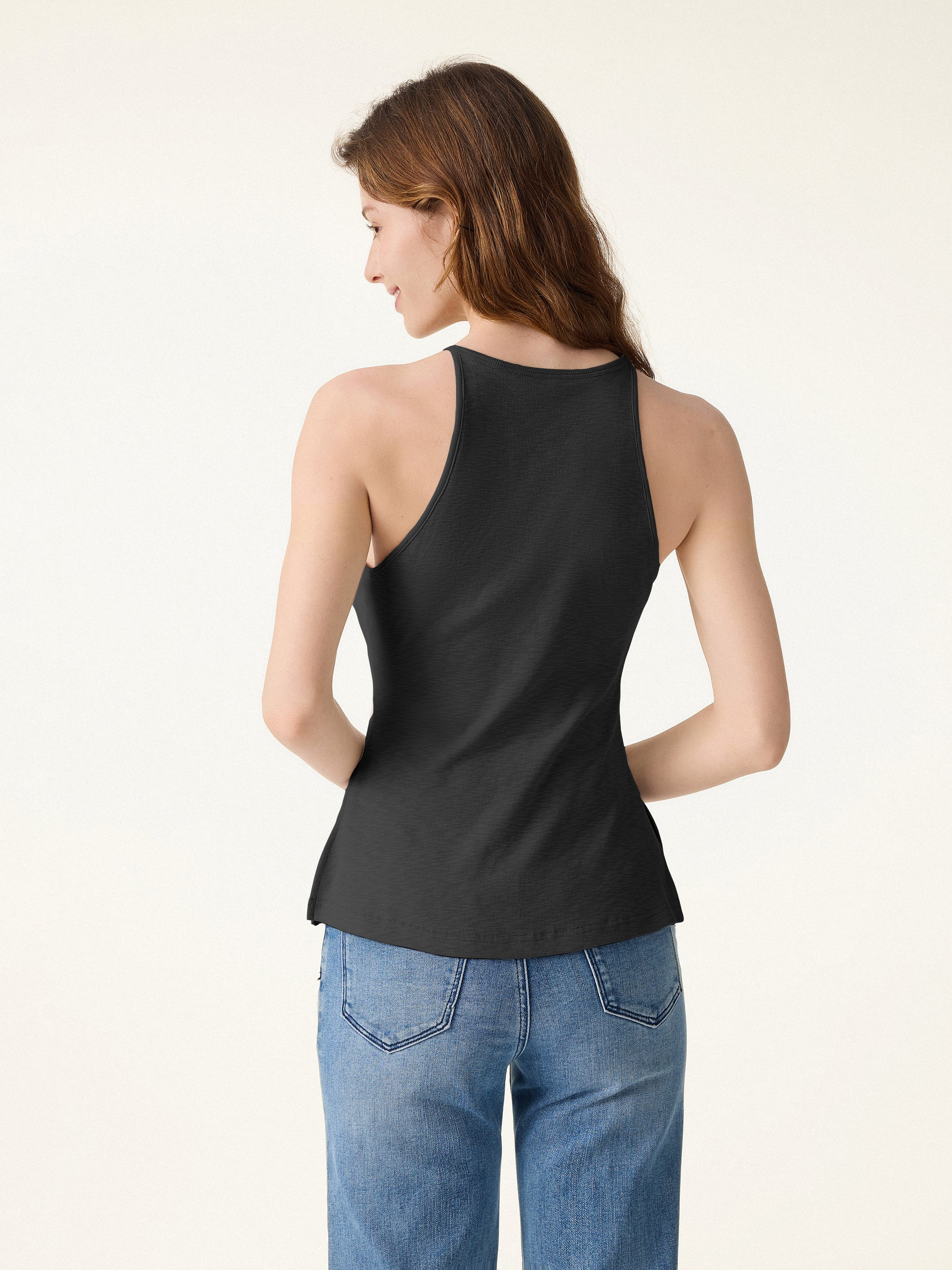 Stretch Cotton Side Slit Everyday Bra Tank - Image 8