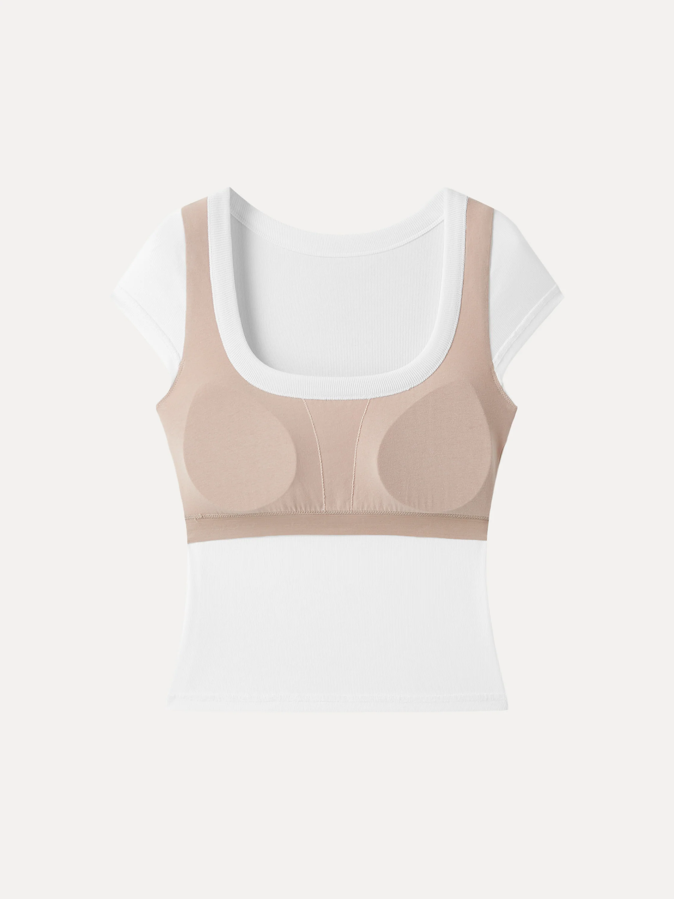 Stretch Cotton Square Neck Cap Sleeve Bra Top - Image 12