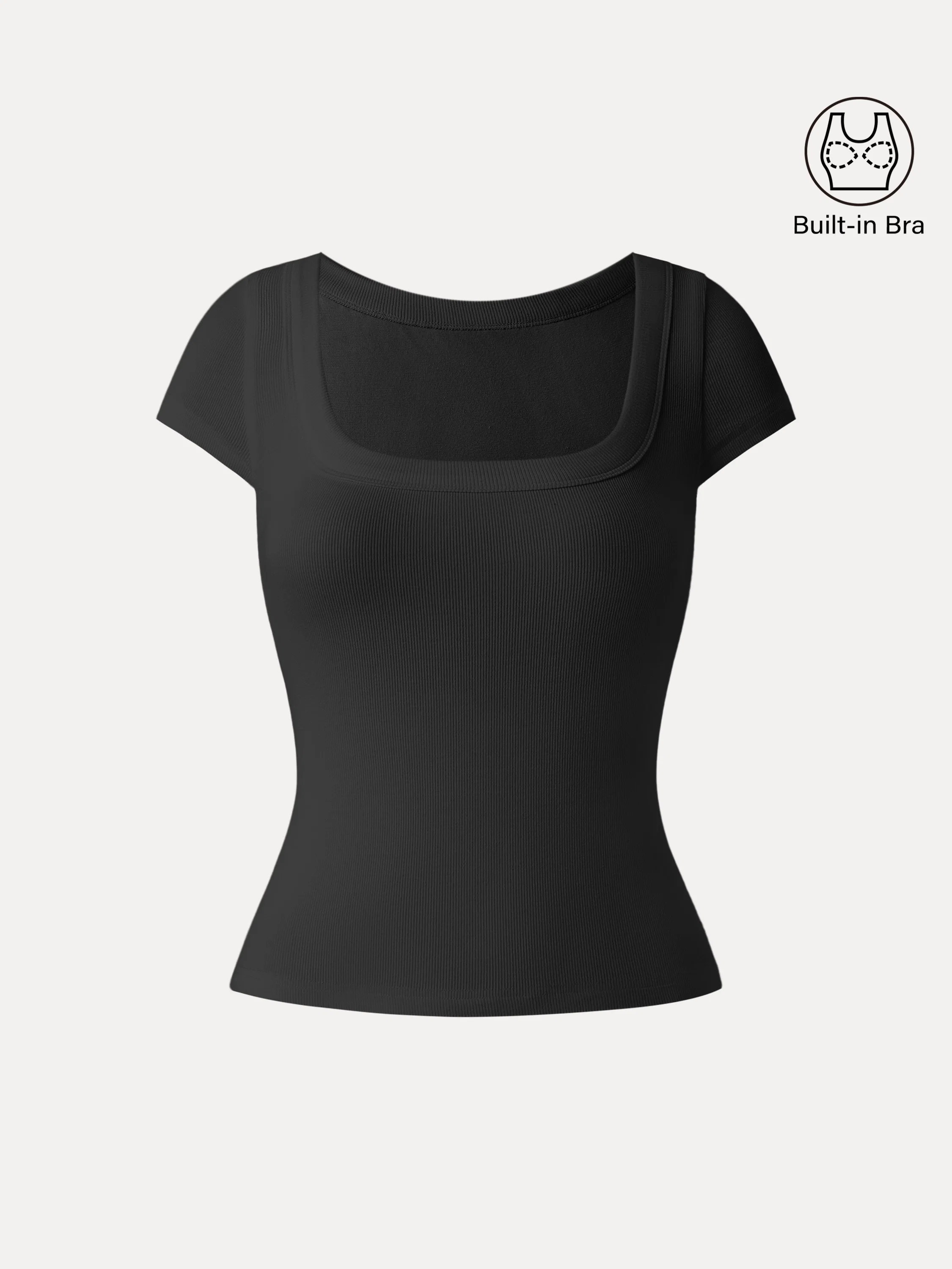 Stretch Cotton Square Neck Cap Sleeve Bra Top - Image 14