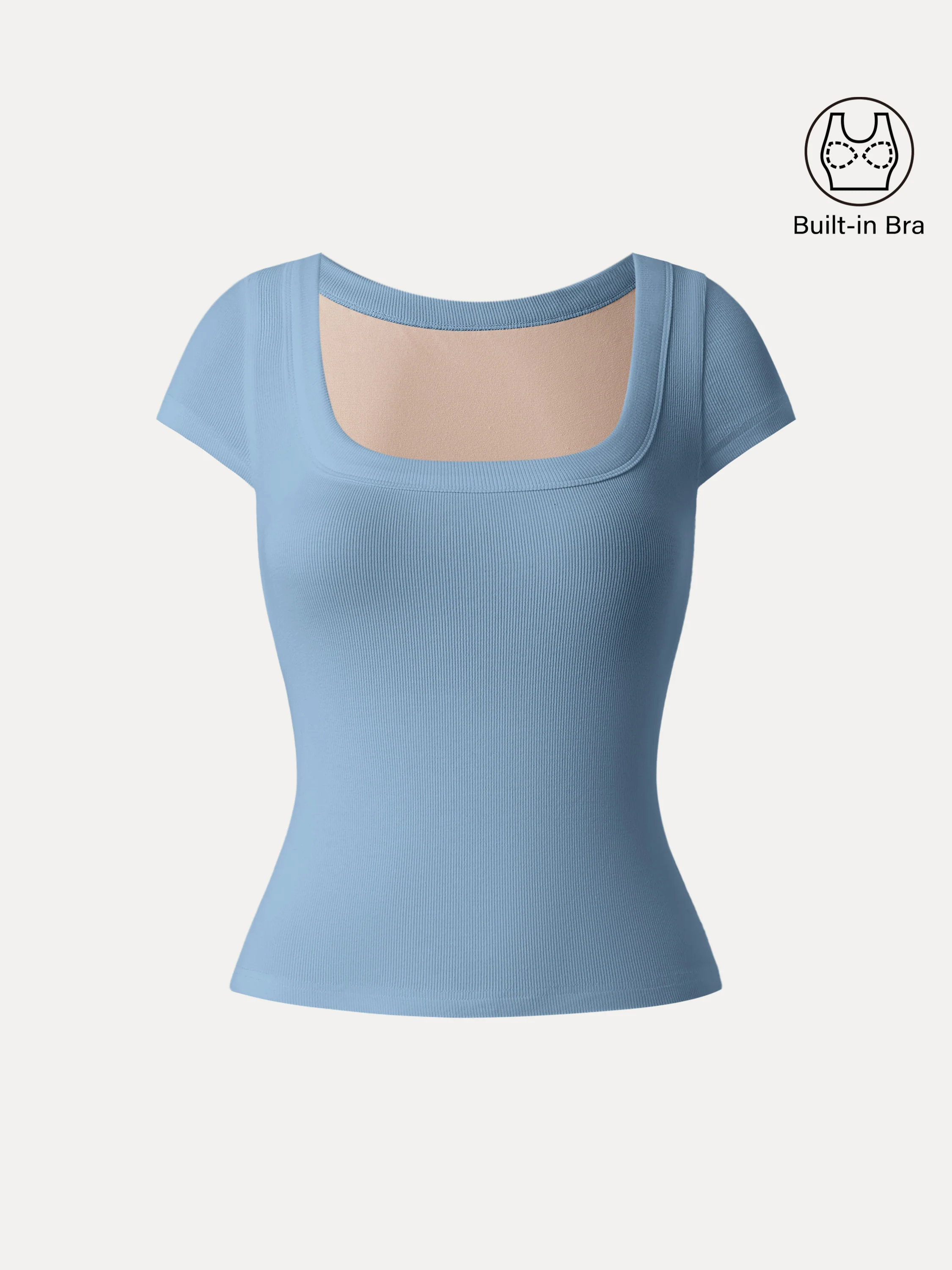 Stretch Cotton Square Neck Cap Sleeve Bra Top - Image 15