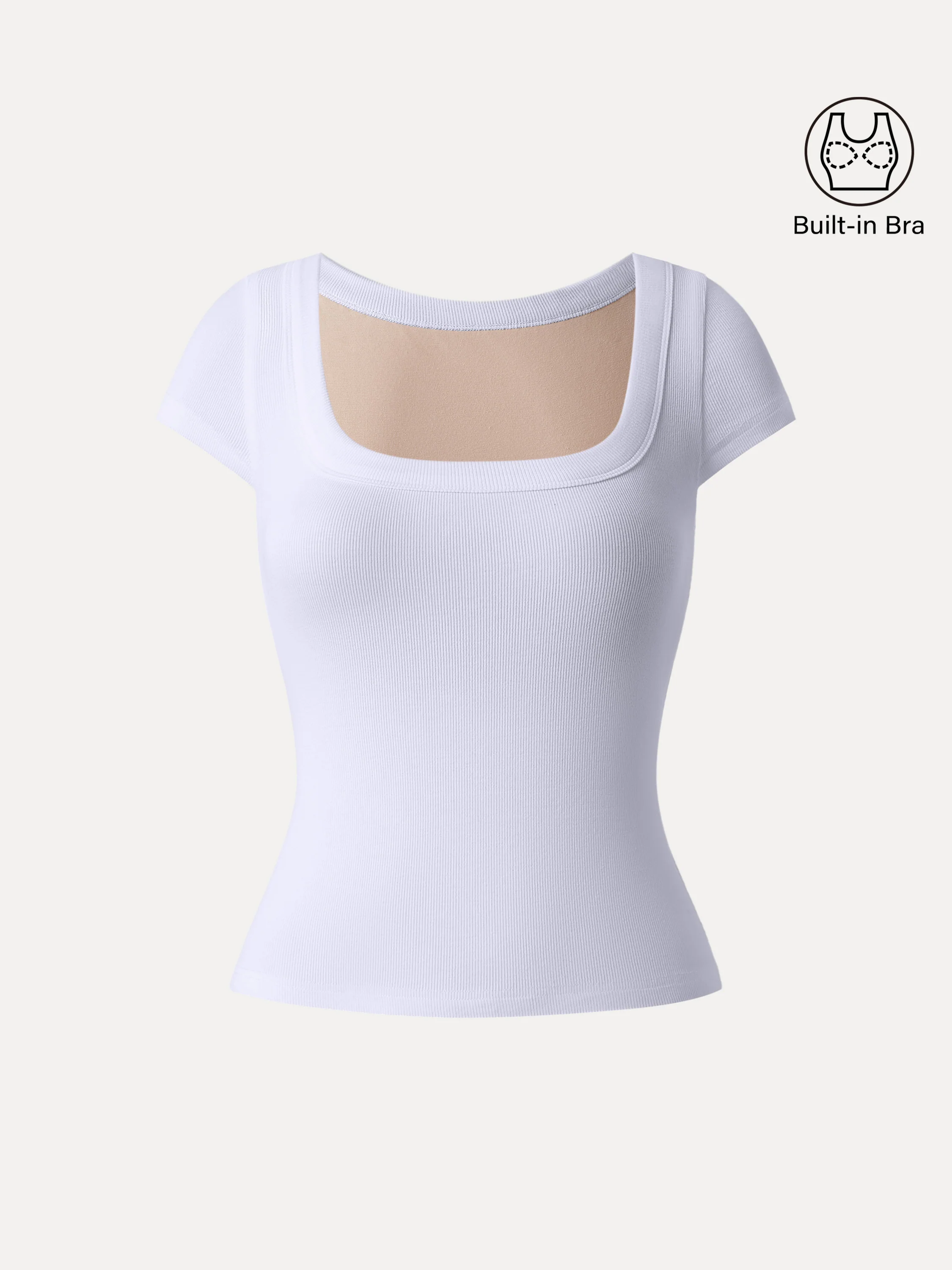 Stretch Cotton Square Neck Cap Sleeve Bra Top - Image 16