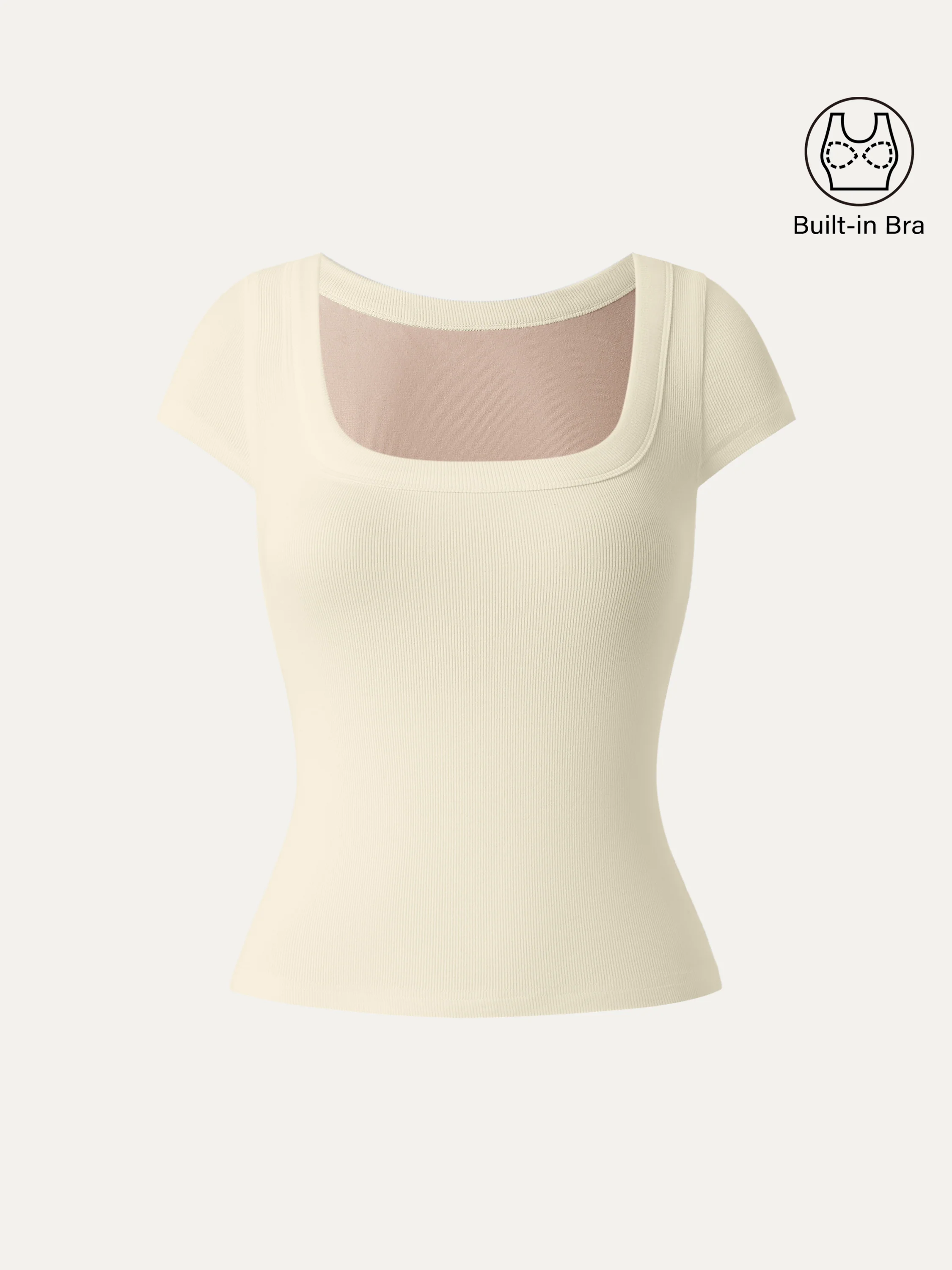 Stretch Cotton Square Neck Cap Sleeve Bra Top - Image 17