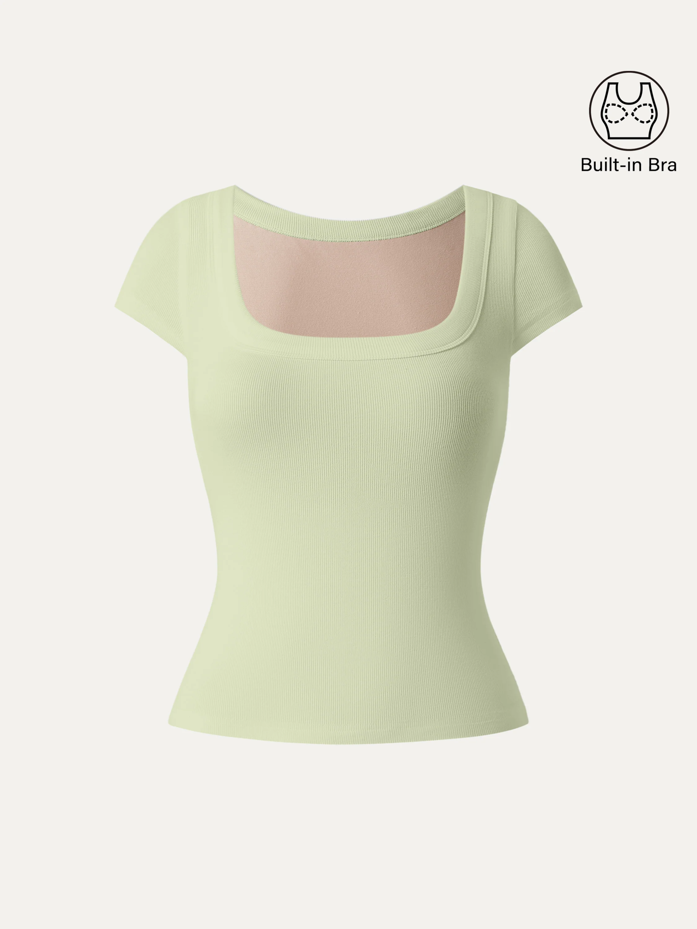Stretch Cotton Square Neck Cap Sleeve Bra Top - Image 18