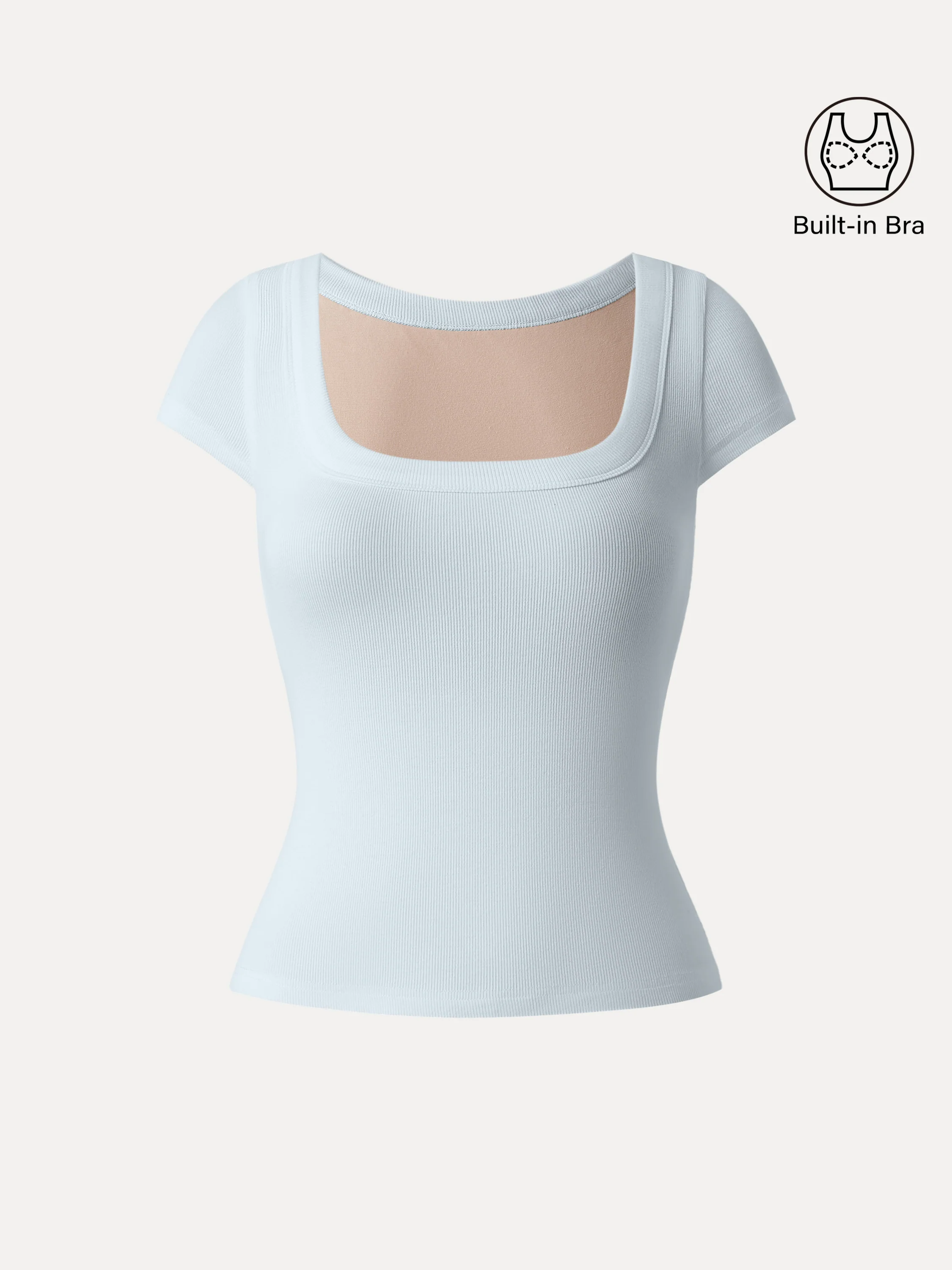 Stretch Cotton Square Neck Cap Sleeve Bra Top - Image 20