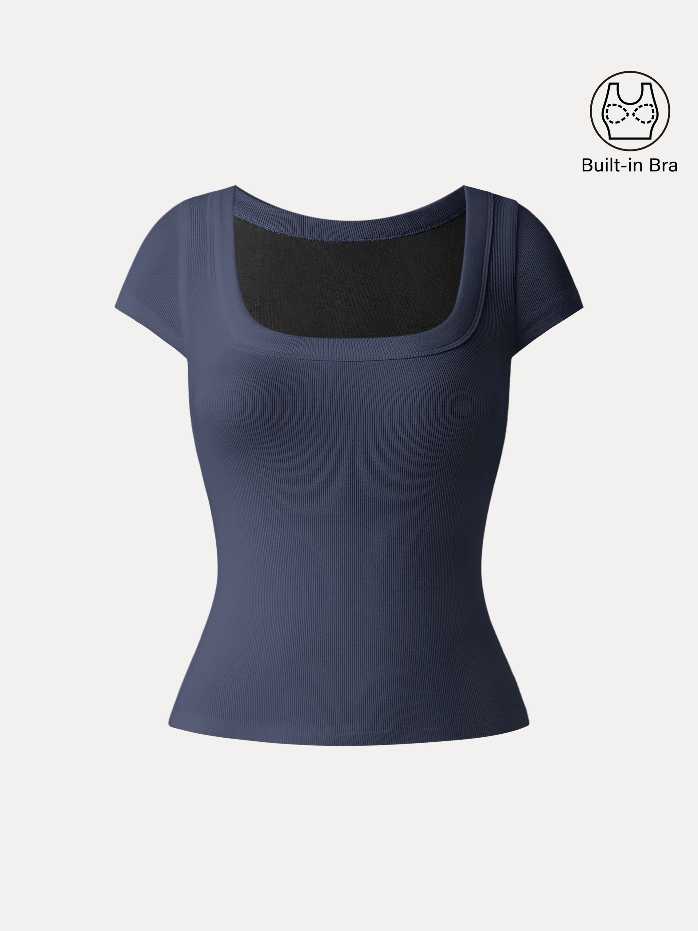 Stretch Cotton Square Neck Cap Sleeve Bra Top - Image 21