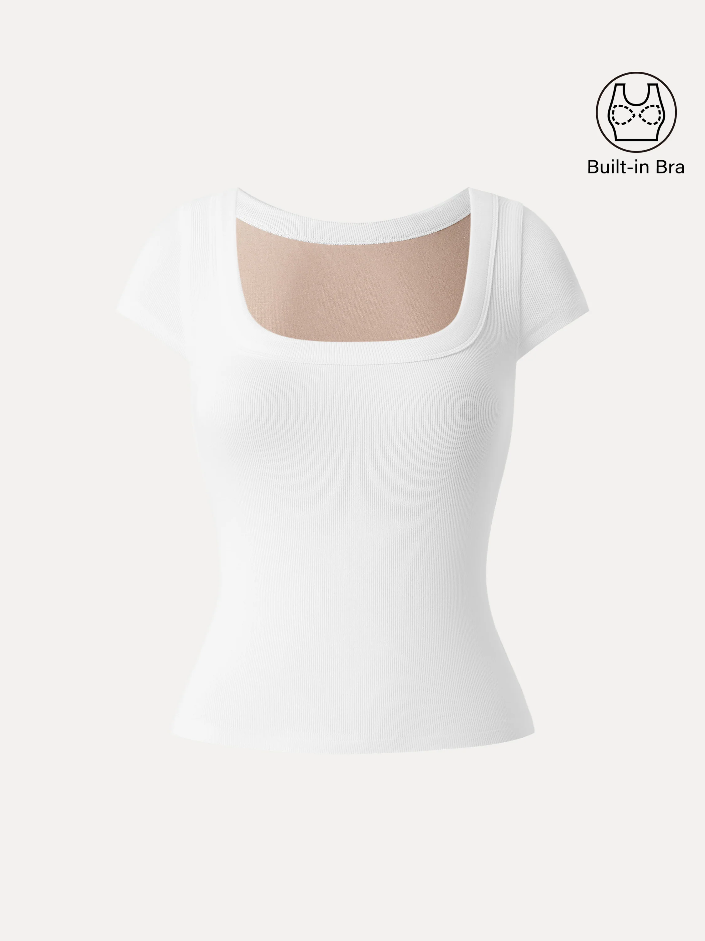 Stretch Cotton Square Neck Cap Sleeve Bra Top - Image 3
