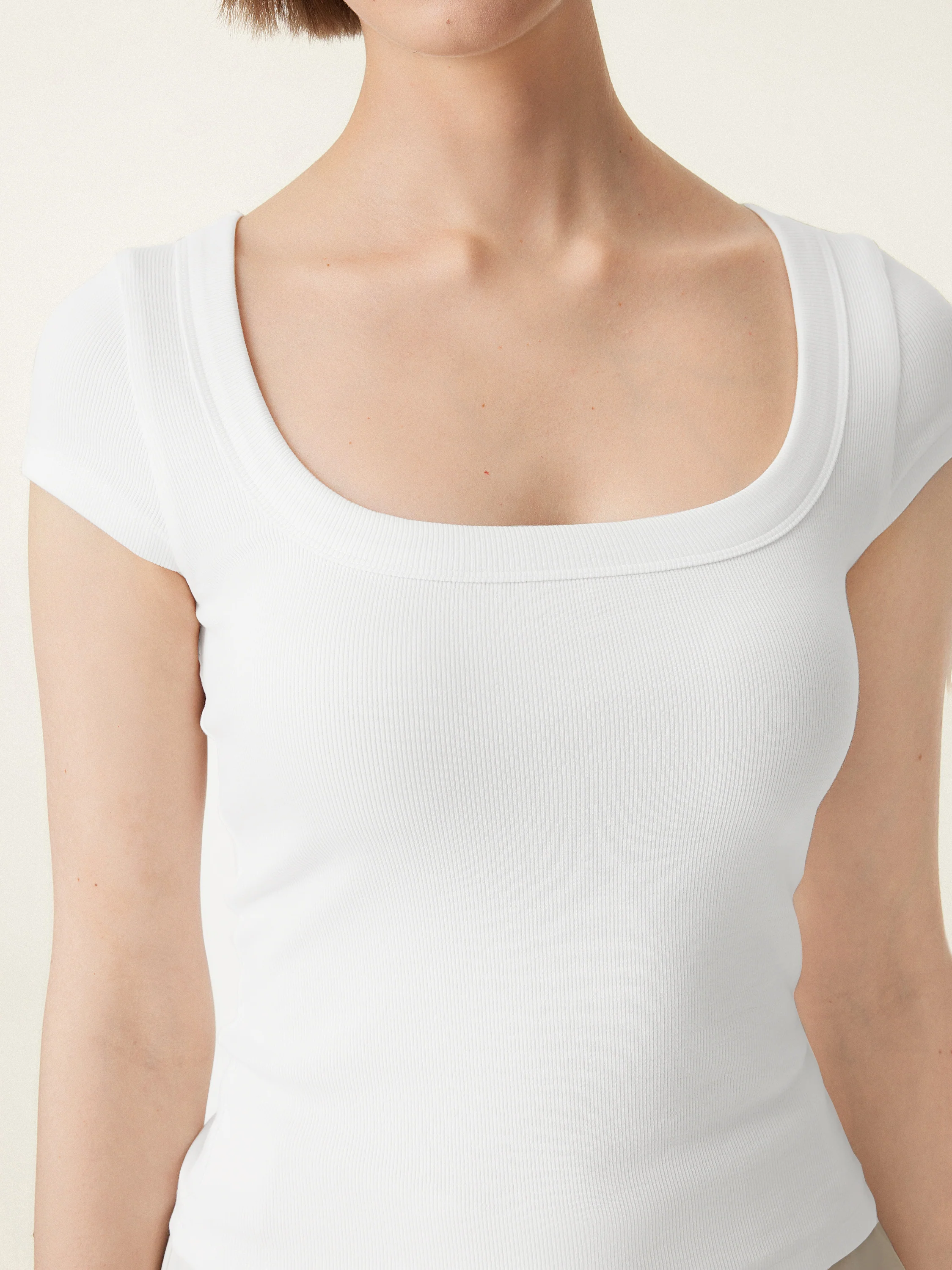 Stretch Cotton Square Neck Cap Sleeve Bra Top - Image 6
