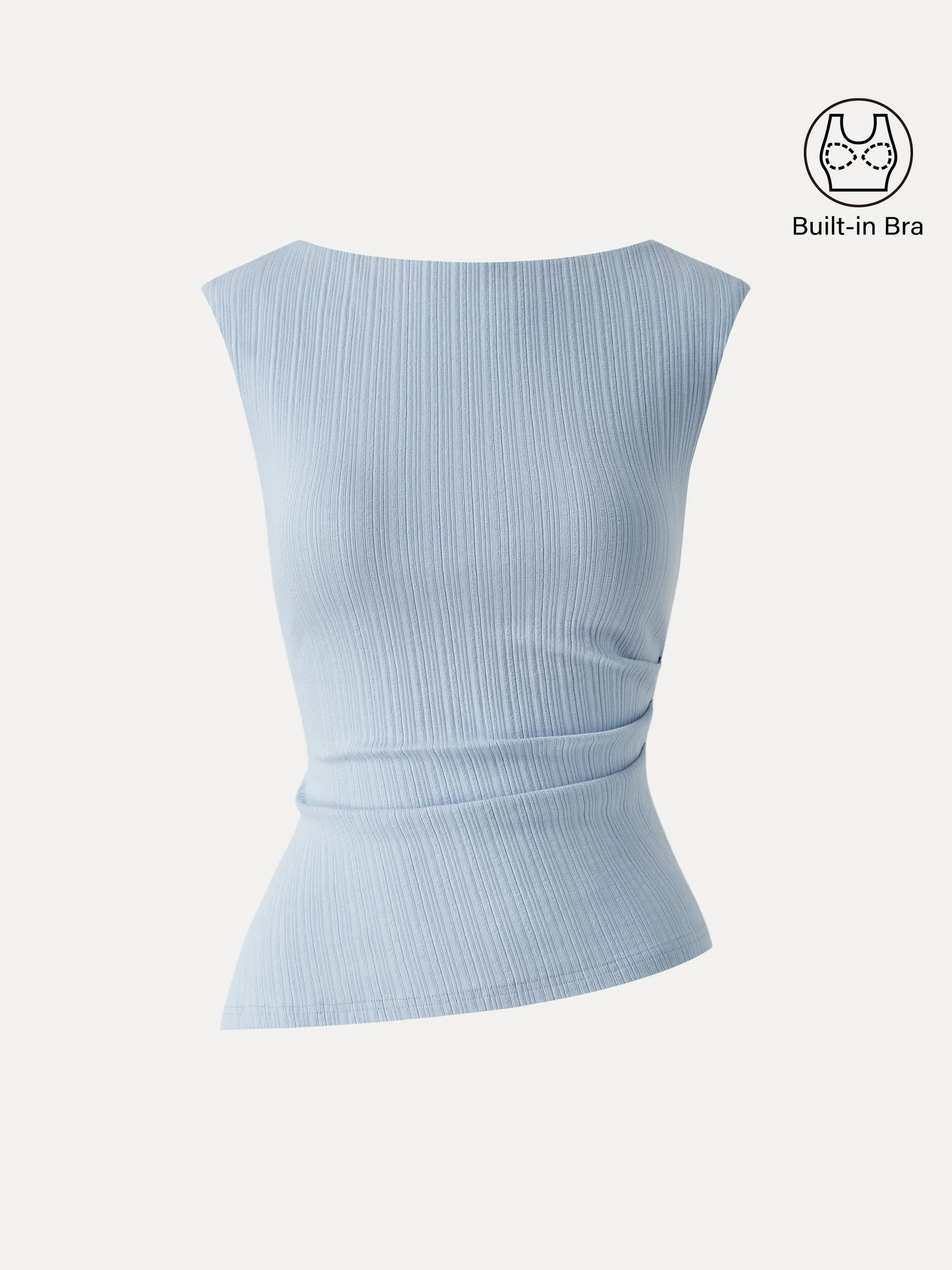 Stretch Cotton Tucked Asymmetrical Hem Bra Top - Image 10