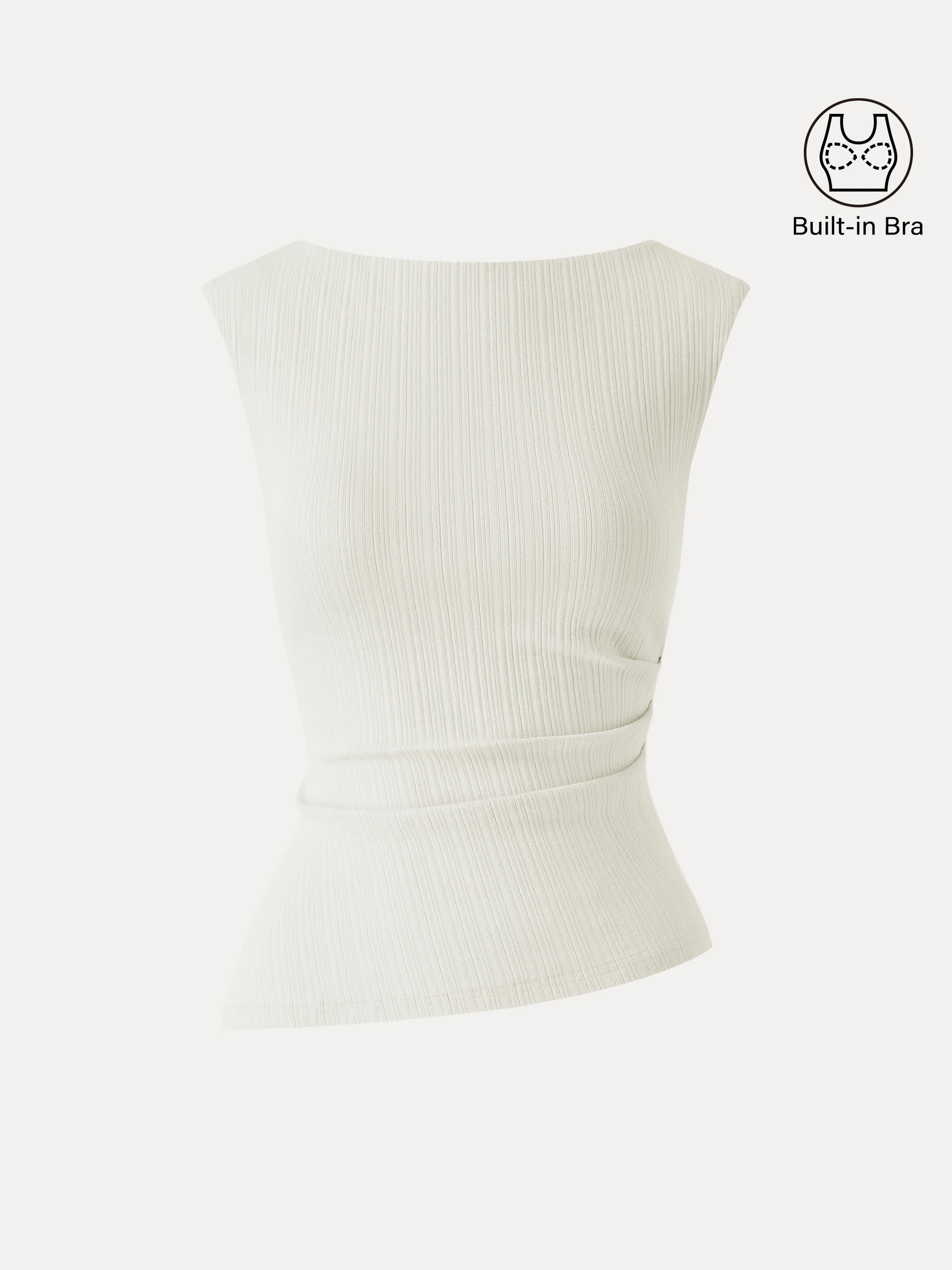 Stretch Cotton Tucked Asymmetrical Hem Bra Top - Image 11