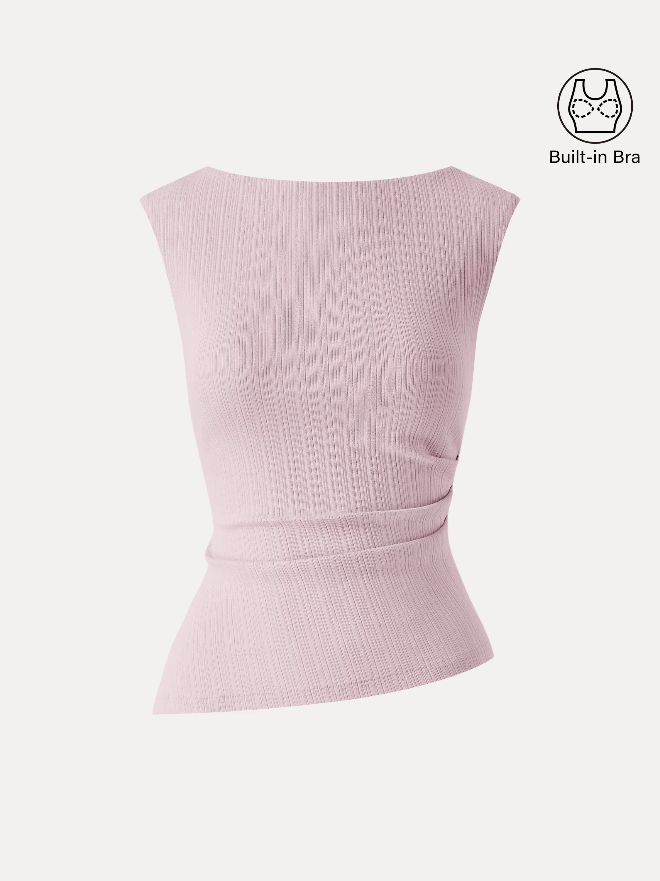 Stretch Cotton Tucked Asymmetrical Hem Bra Top - Image 12