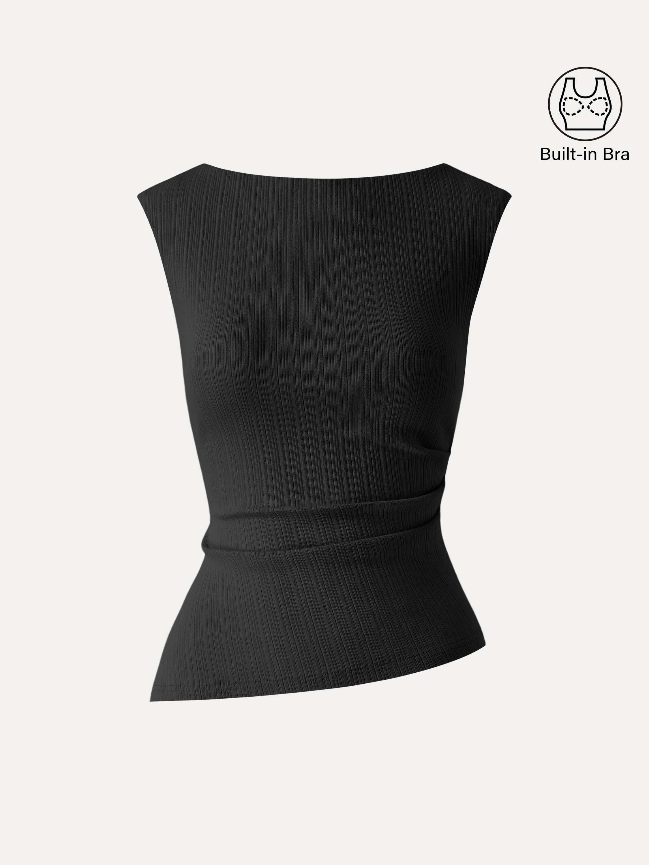 Stretch Cotton Tucked Asymmetrical Hem Bra Top - Image 15