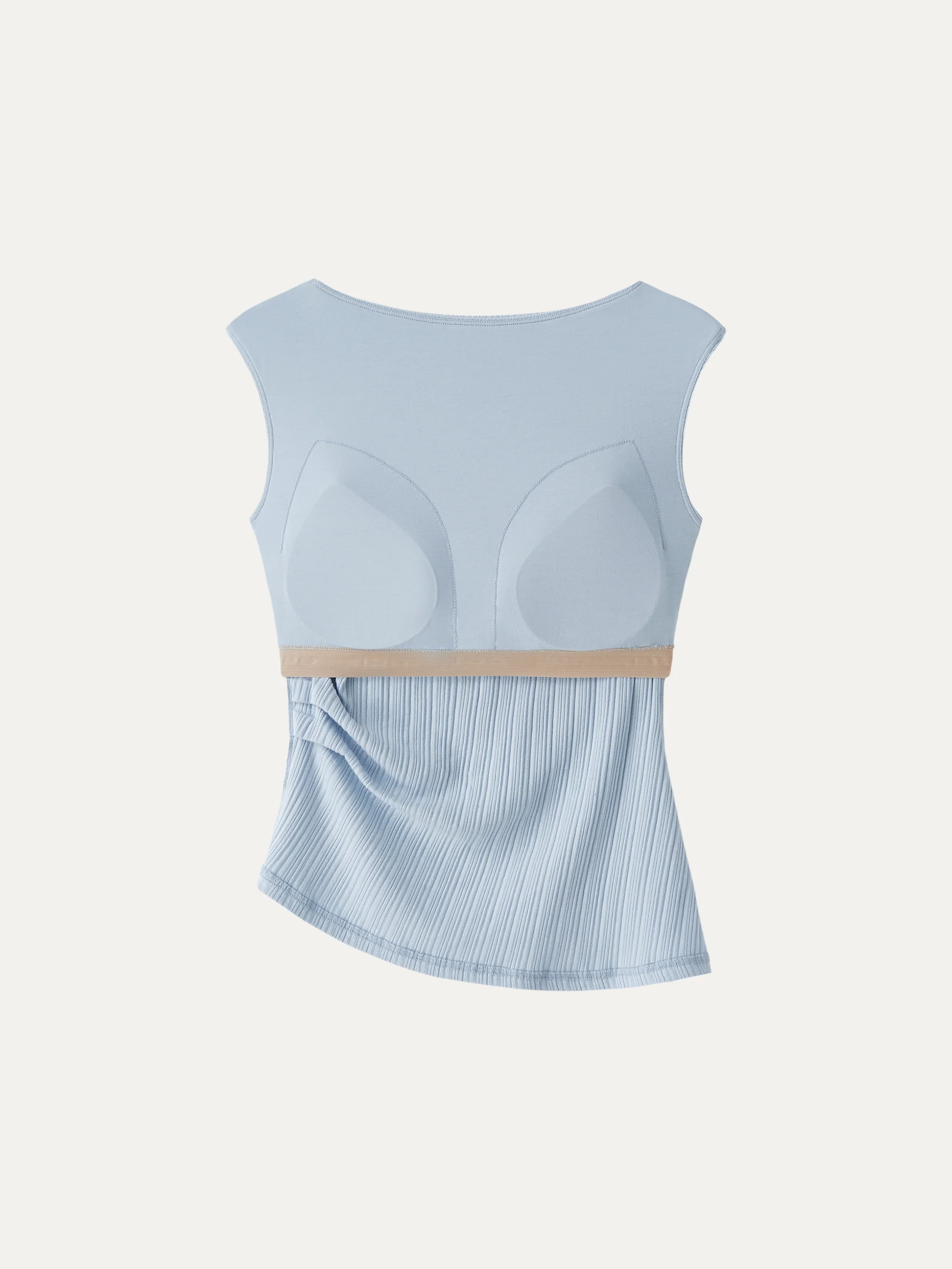 Stretch Cotton Tucked Asymmetrical Hem Bra Top - Image 8