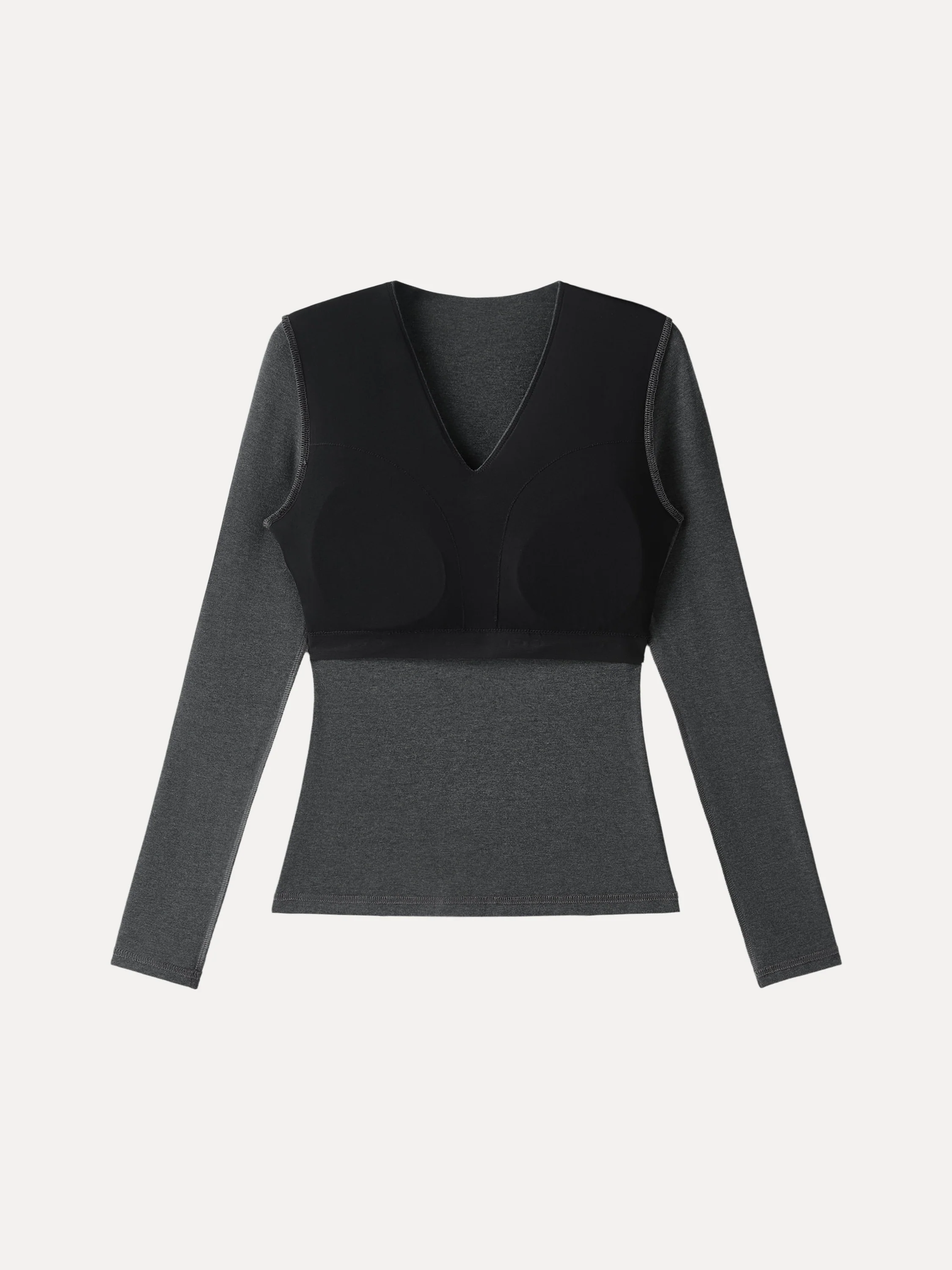 Stretch Cotton V-Neck Long Sleeve Bra Top - Image 10