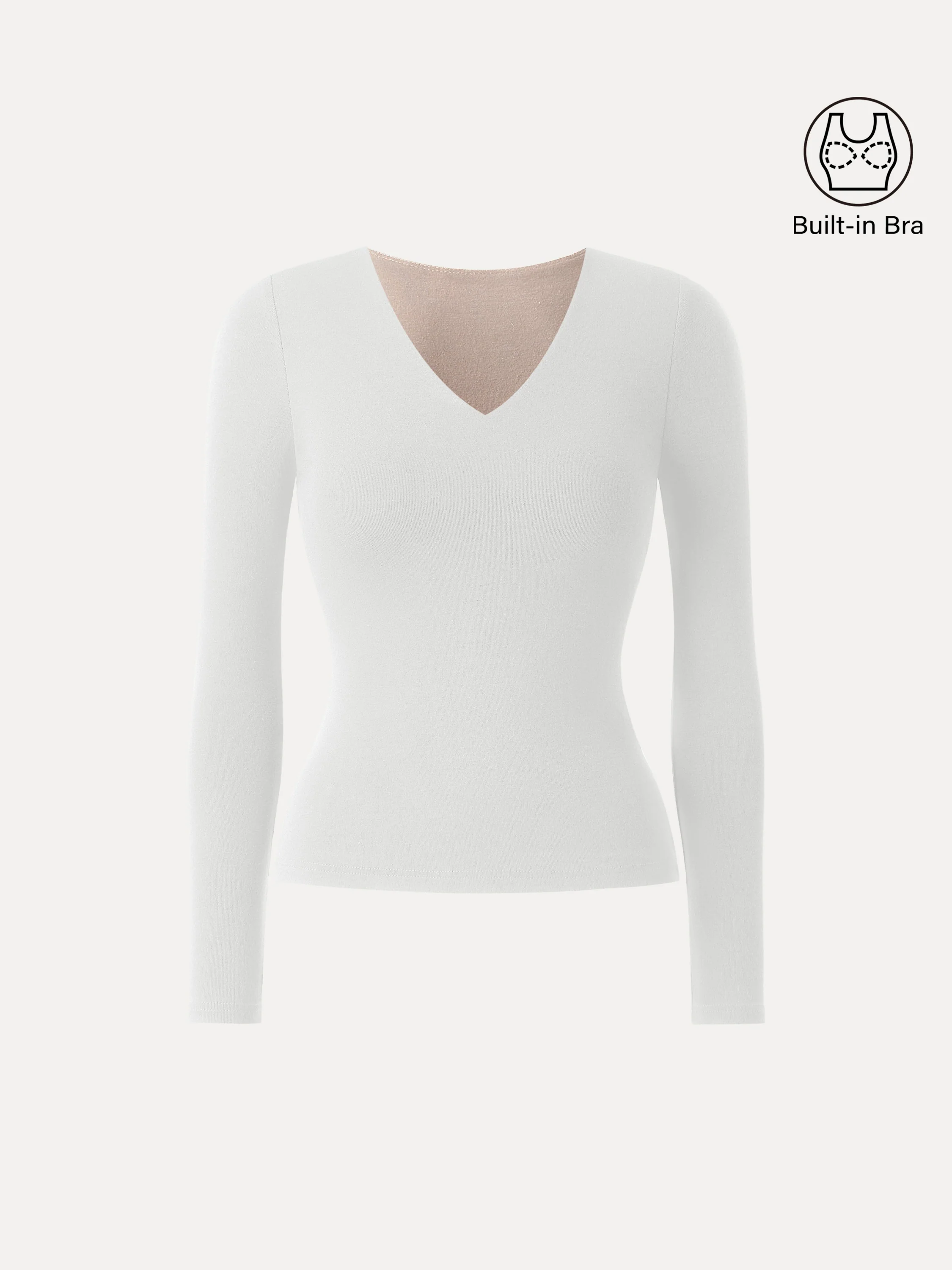 Stretch Cotton V-Neck Long Sleeve Bra Top - Image 4