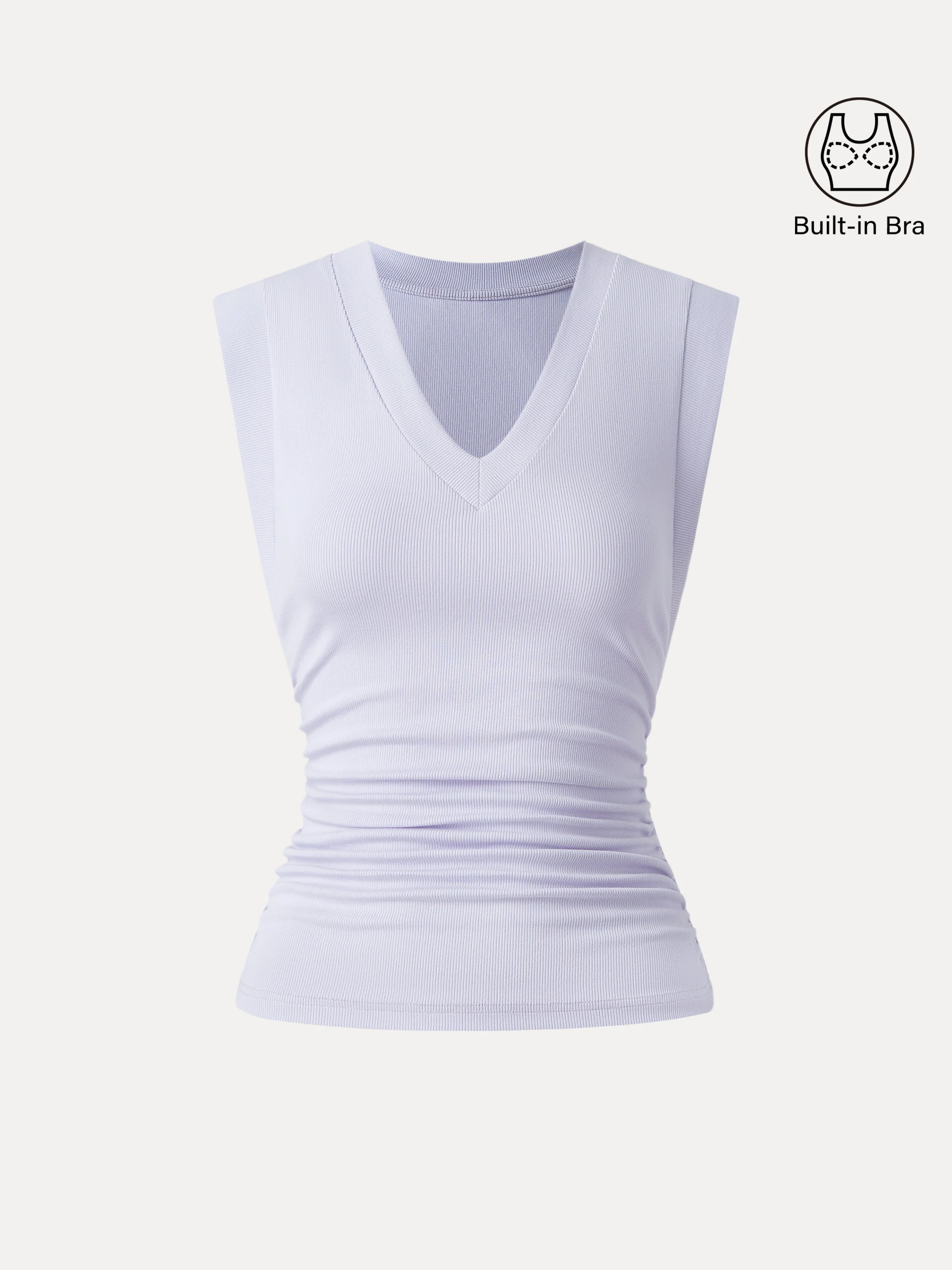 Stretch Cotton V-neck Side Ruched Muscle Bra Top - Image 10