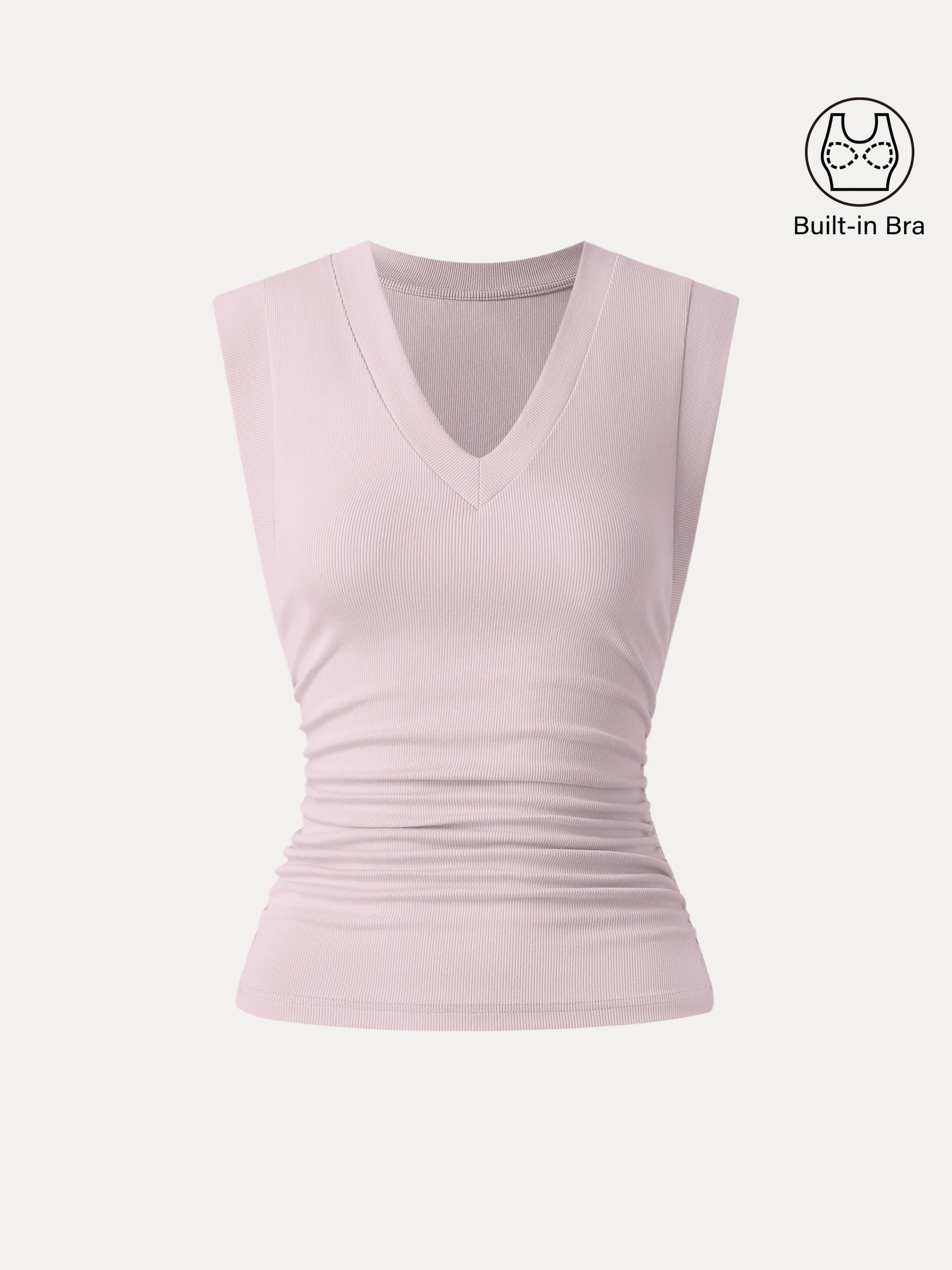 Stretch Cotton V-neck Side Ruched Muscle Bra Top - Image 13