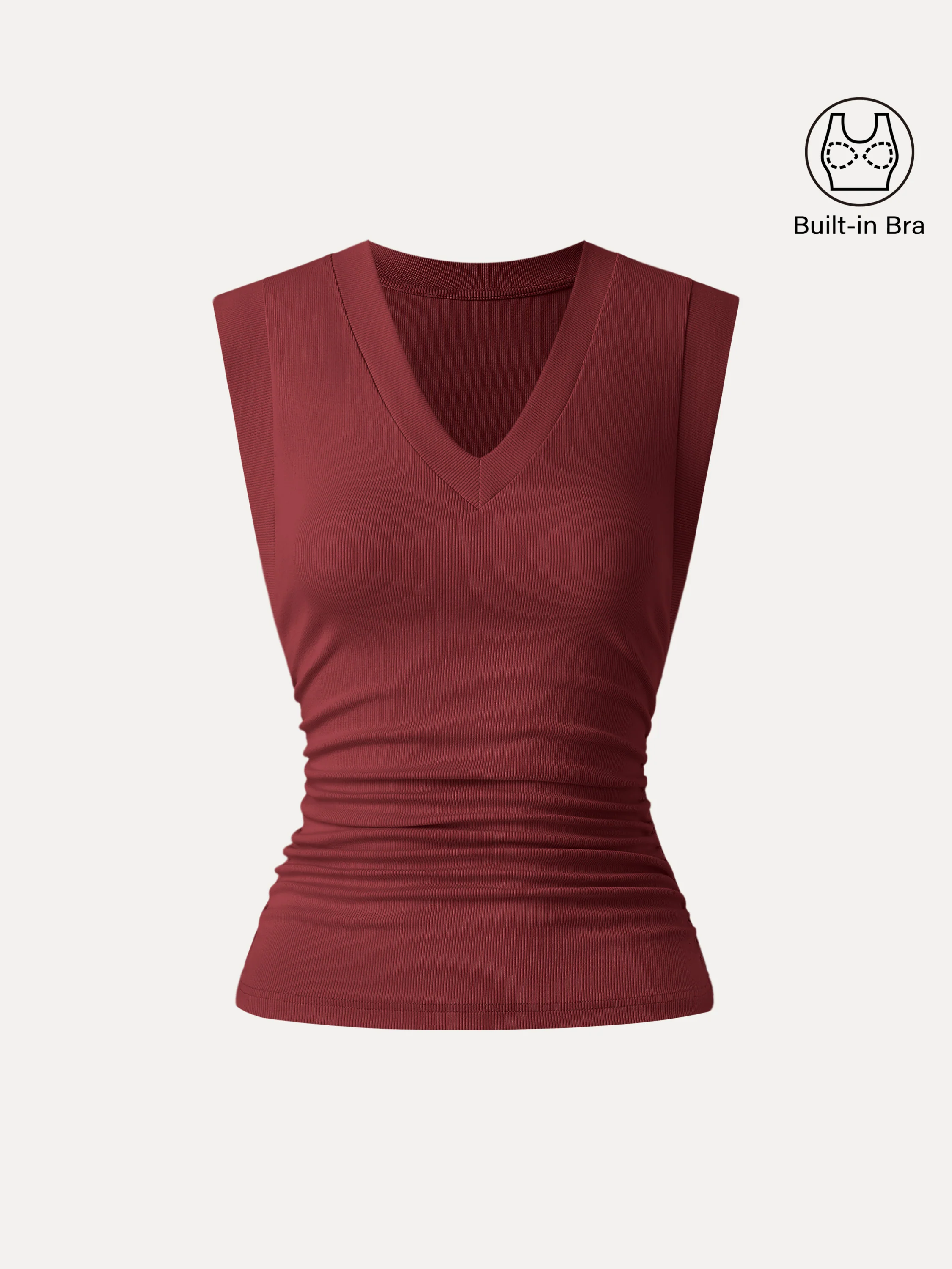 Stretch Cotton V-neck Side Ruched Muscle Bra Top - Image 18