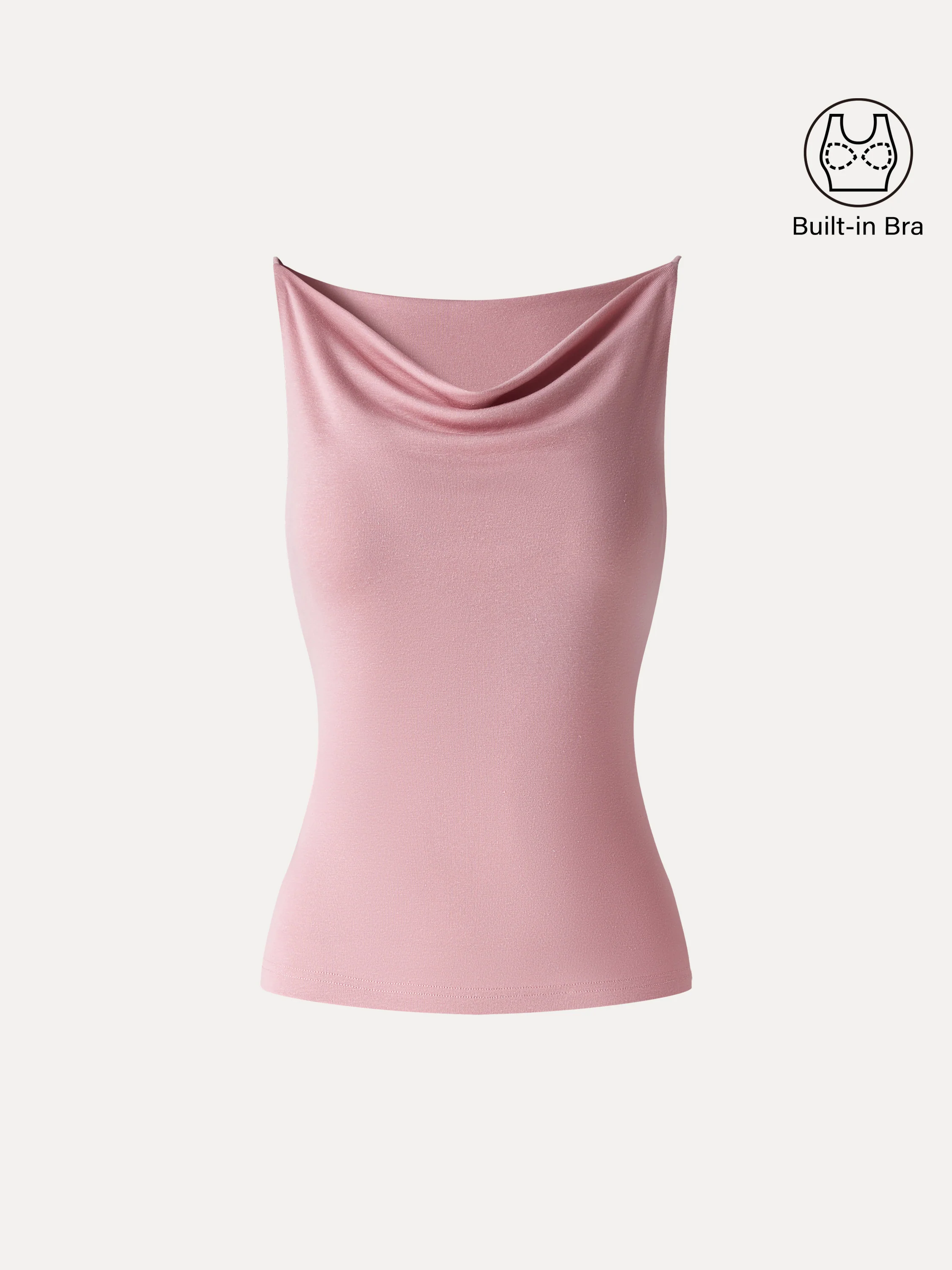Stretch Linen Cowl Neck Bra Tank - Image 10