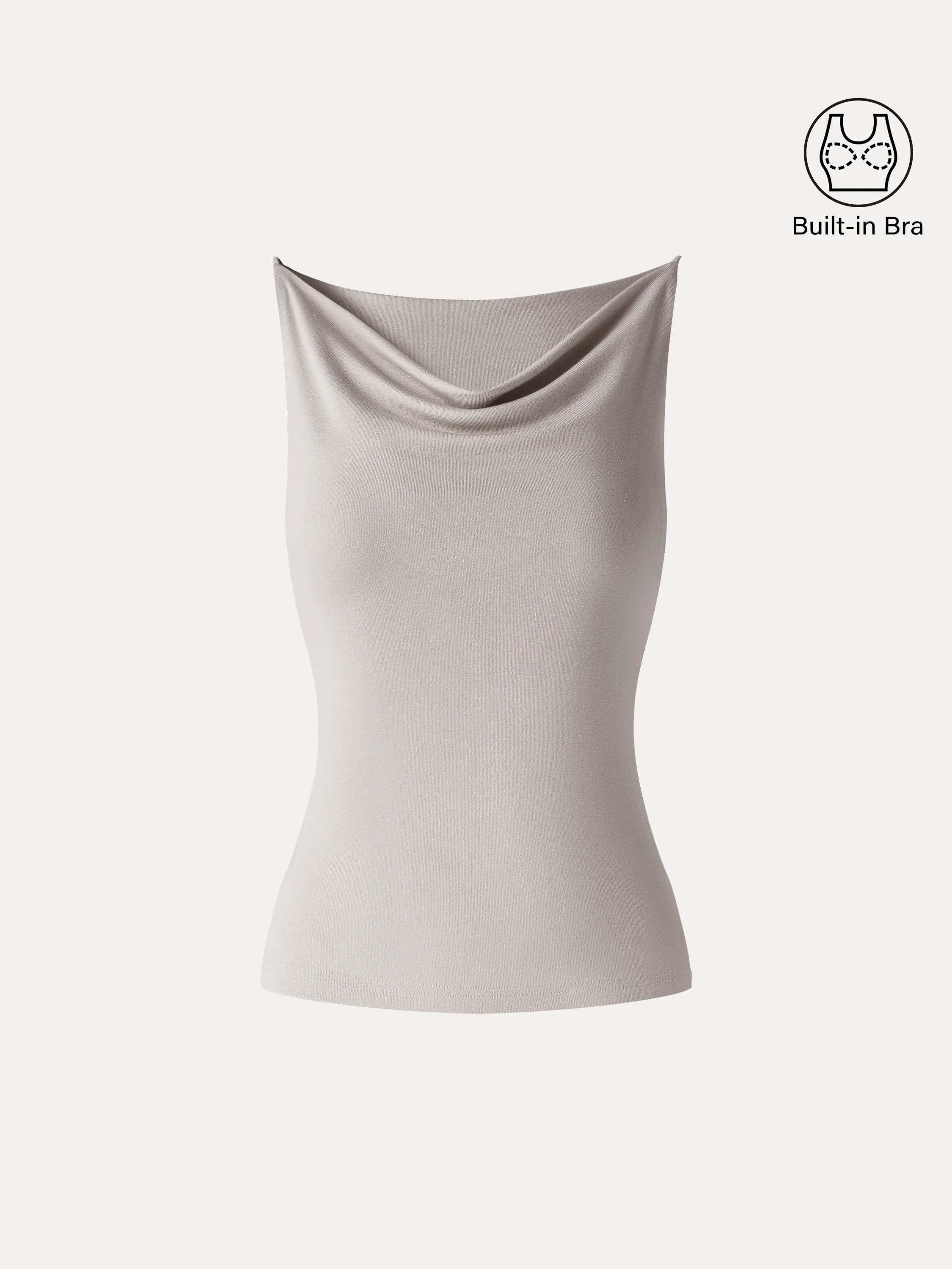 Stretch Linen Cowl Neck Bra Tank - Image 11