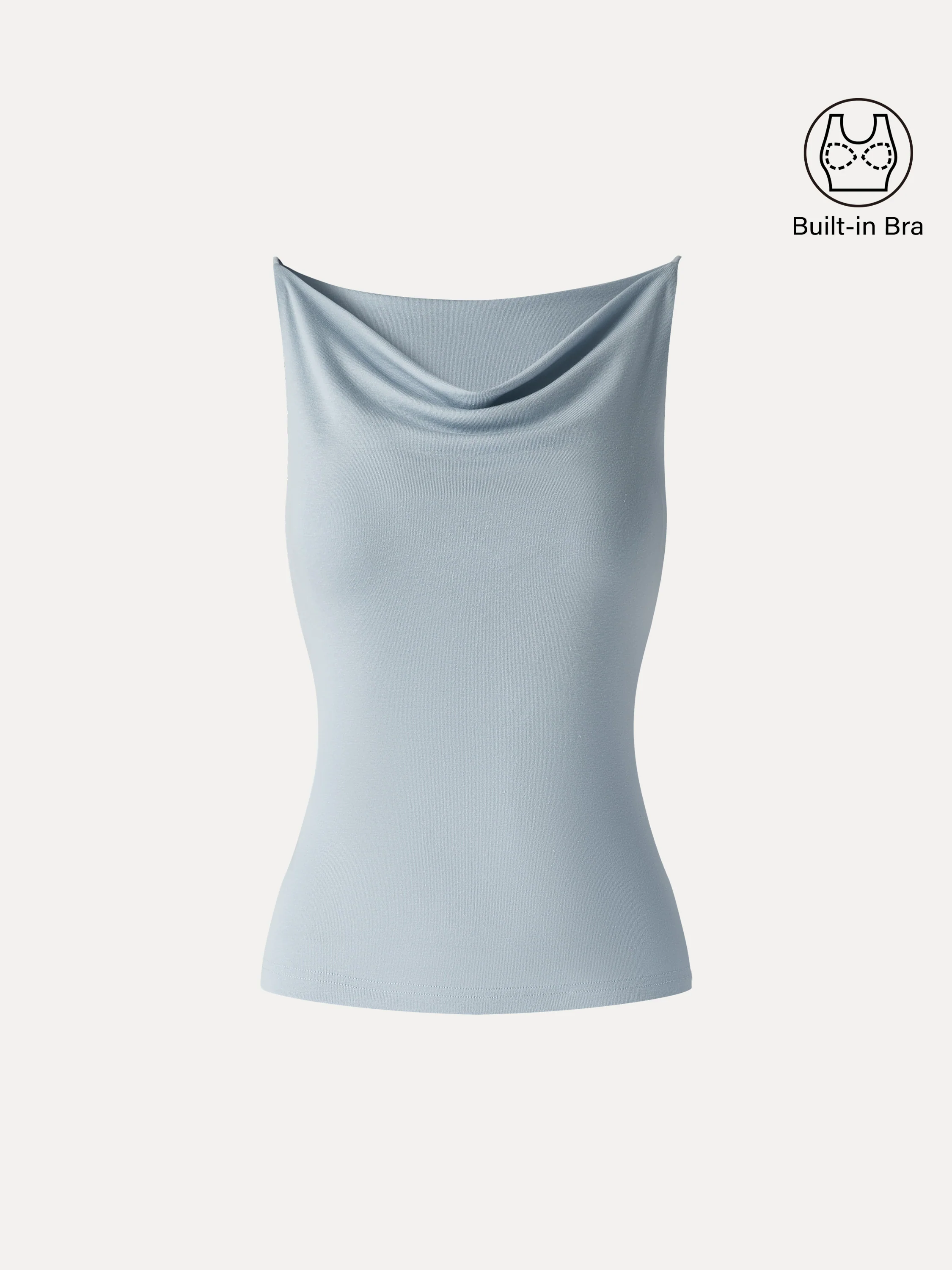 Stretch Linen Cowl Neck Bra Tank - Image 12