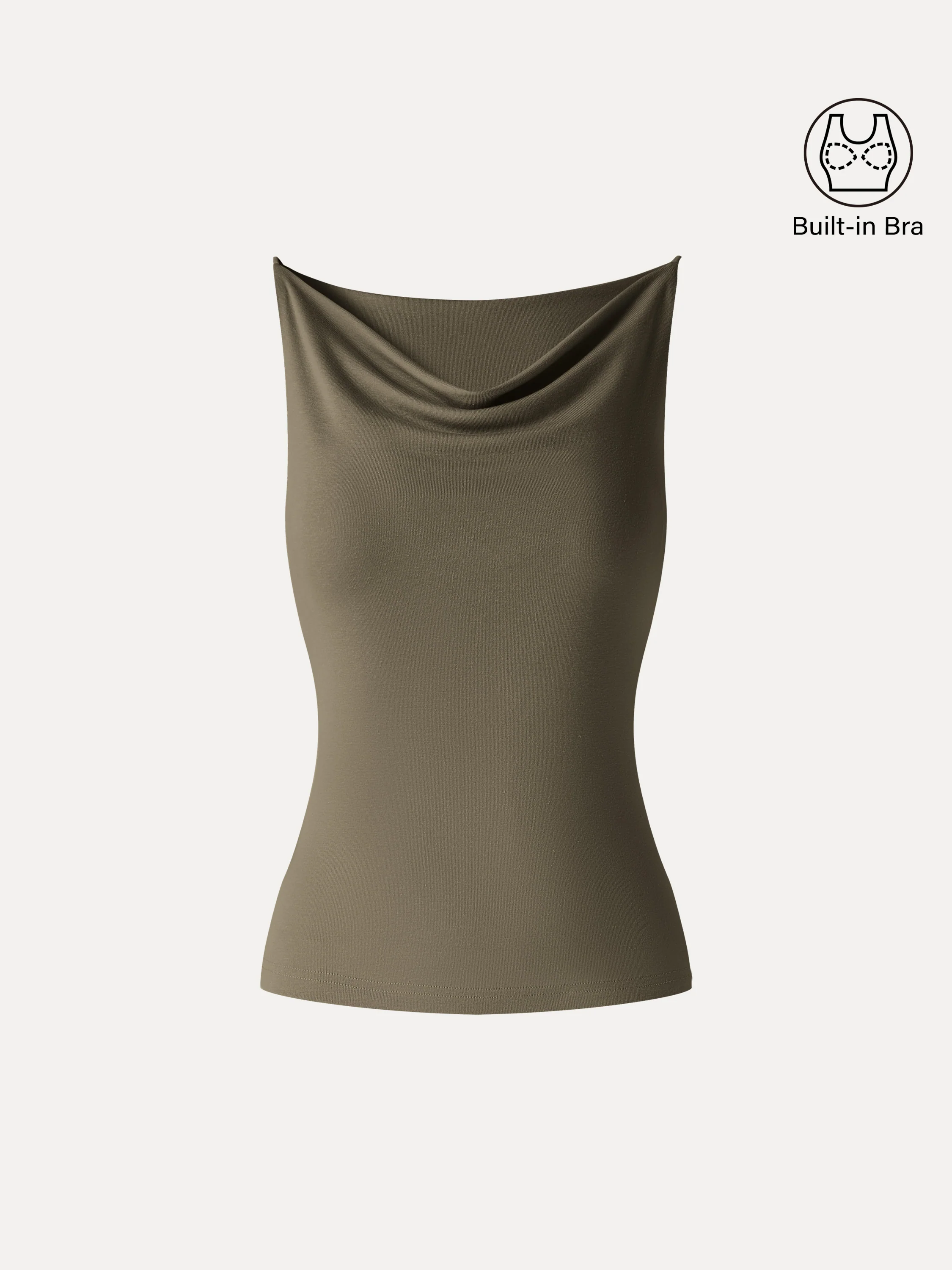 Stretch Linen Cowl Neck Bra Tank - Image 15