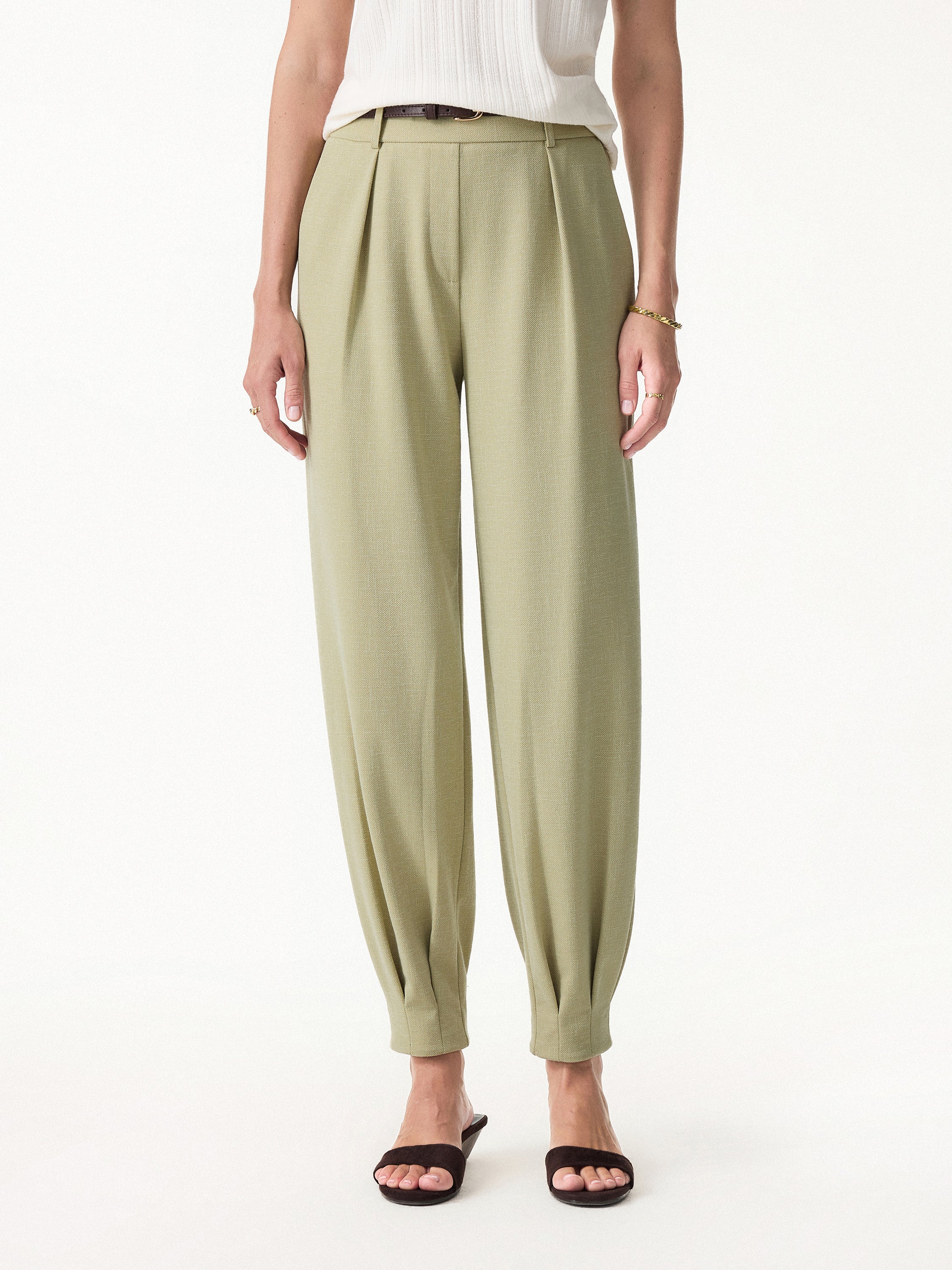 Stretch Linen-Like Wrinkle-Reisistant Tapered Pants - Image 5