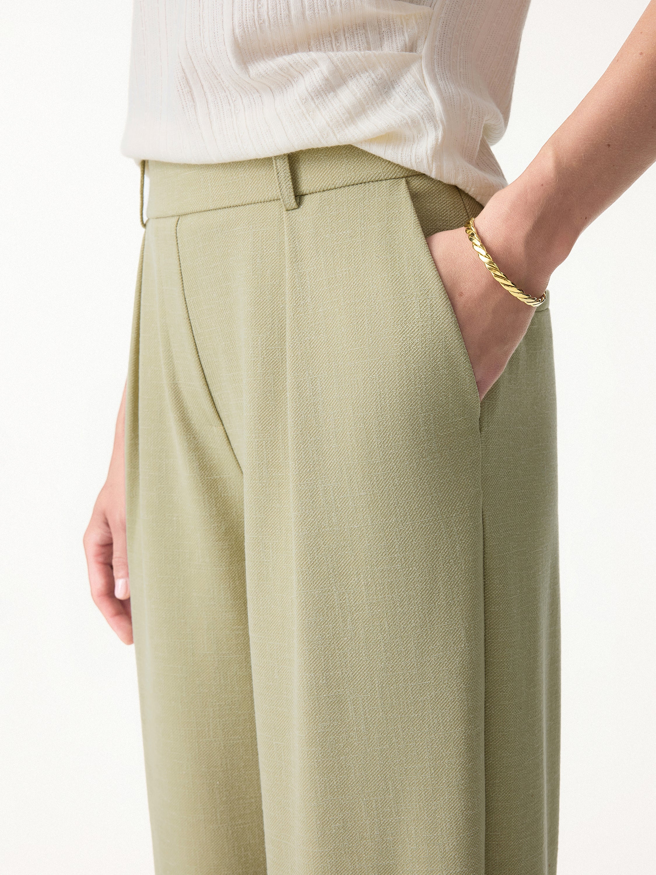 Stretch Linen-Like Wrinkle-Reisistant Tapered Pants - Image 6
