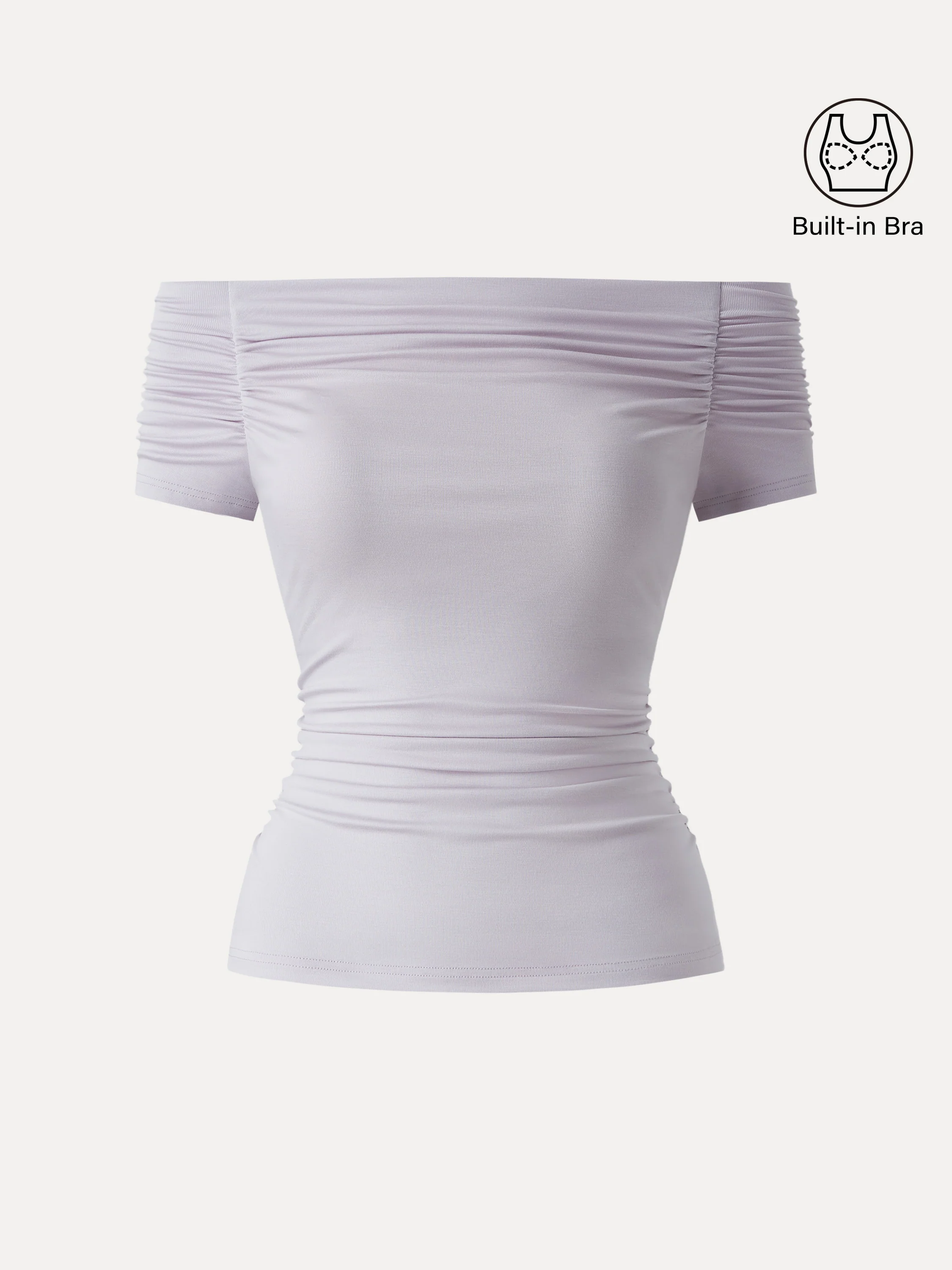 Stretch Lyocell Off-Shoulder Ruched Bra Top - Image 11