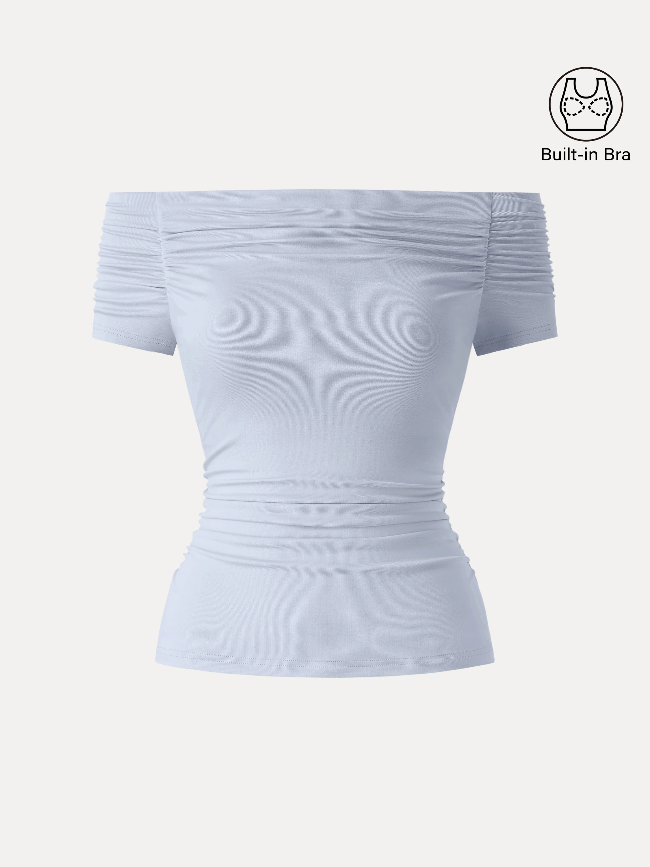 Stretch Lyocell Off-Shoulder Ruched Bra Top - Image 12