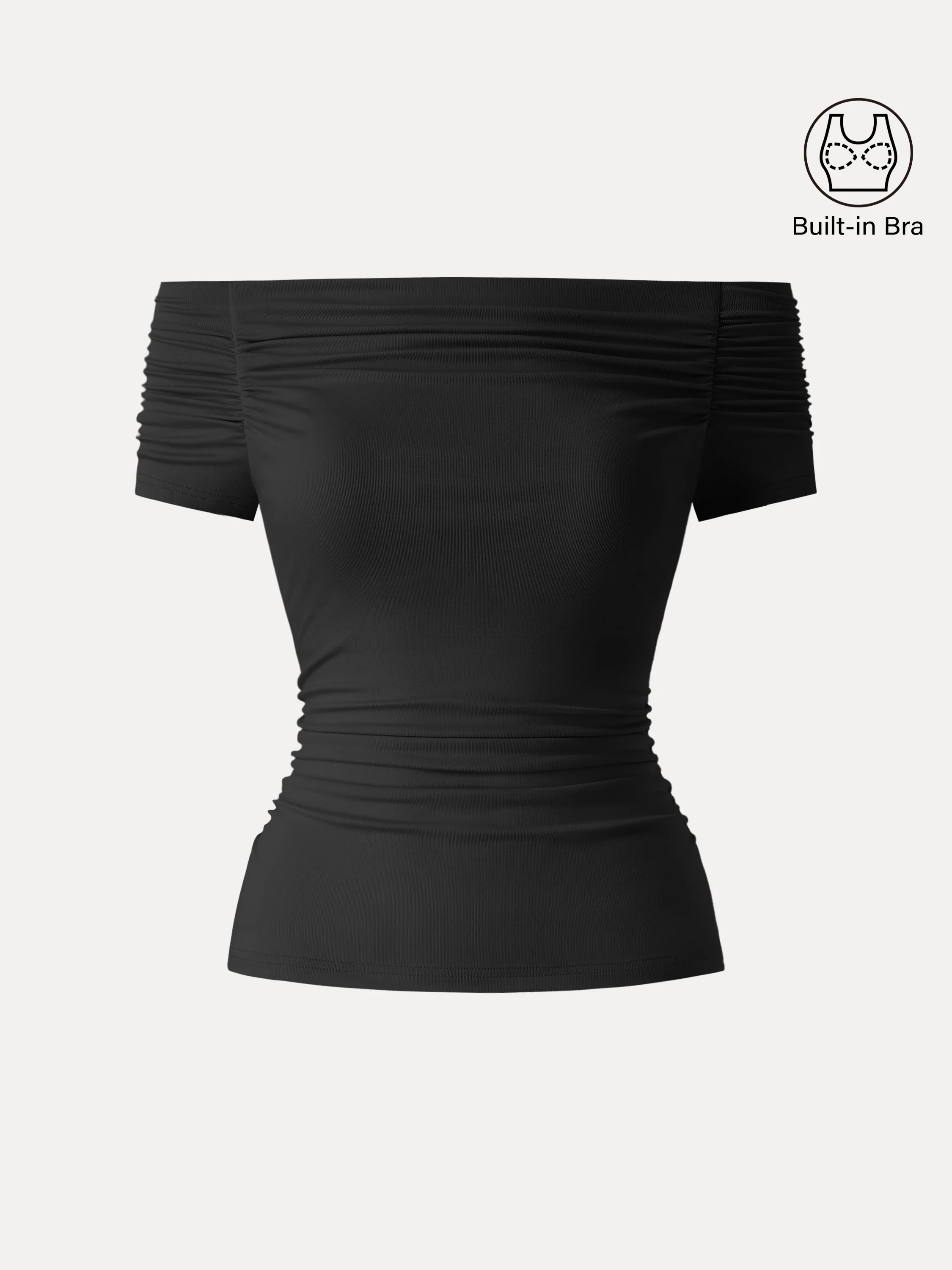 Stretch Lyocell Off-Shoulder Ruched Bra Top - Image 2