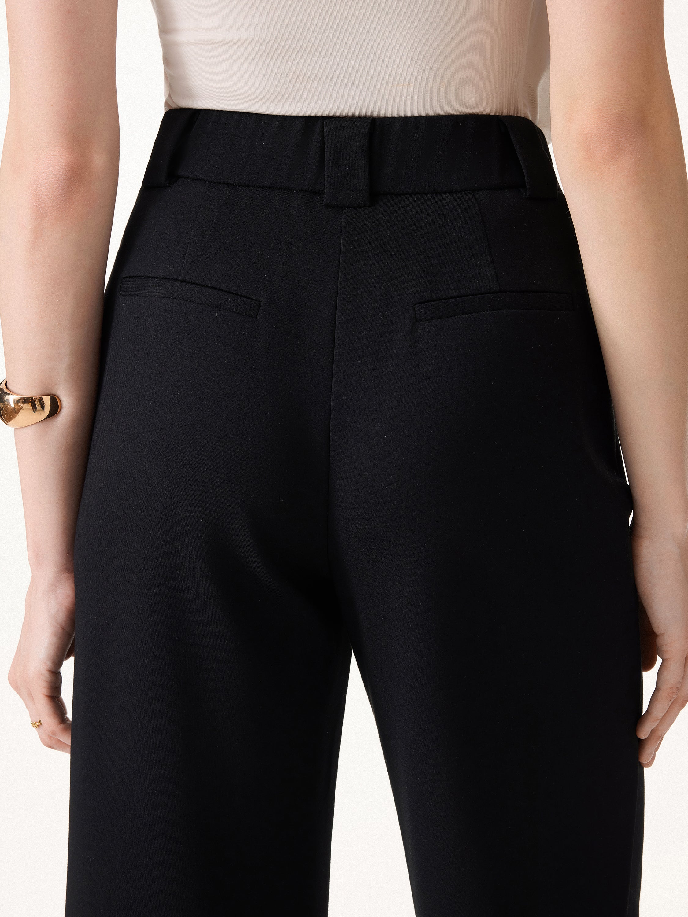 Stretch Ponte Cropped Wide Leg Trousers - Image 5