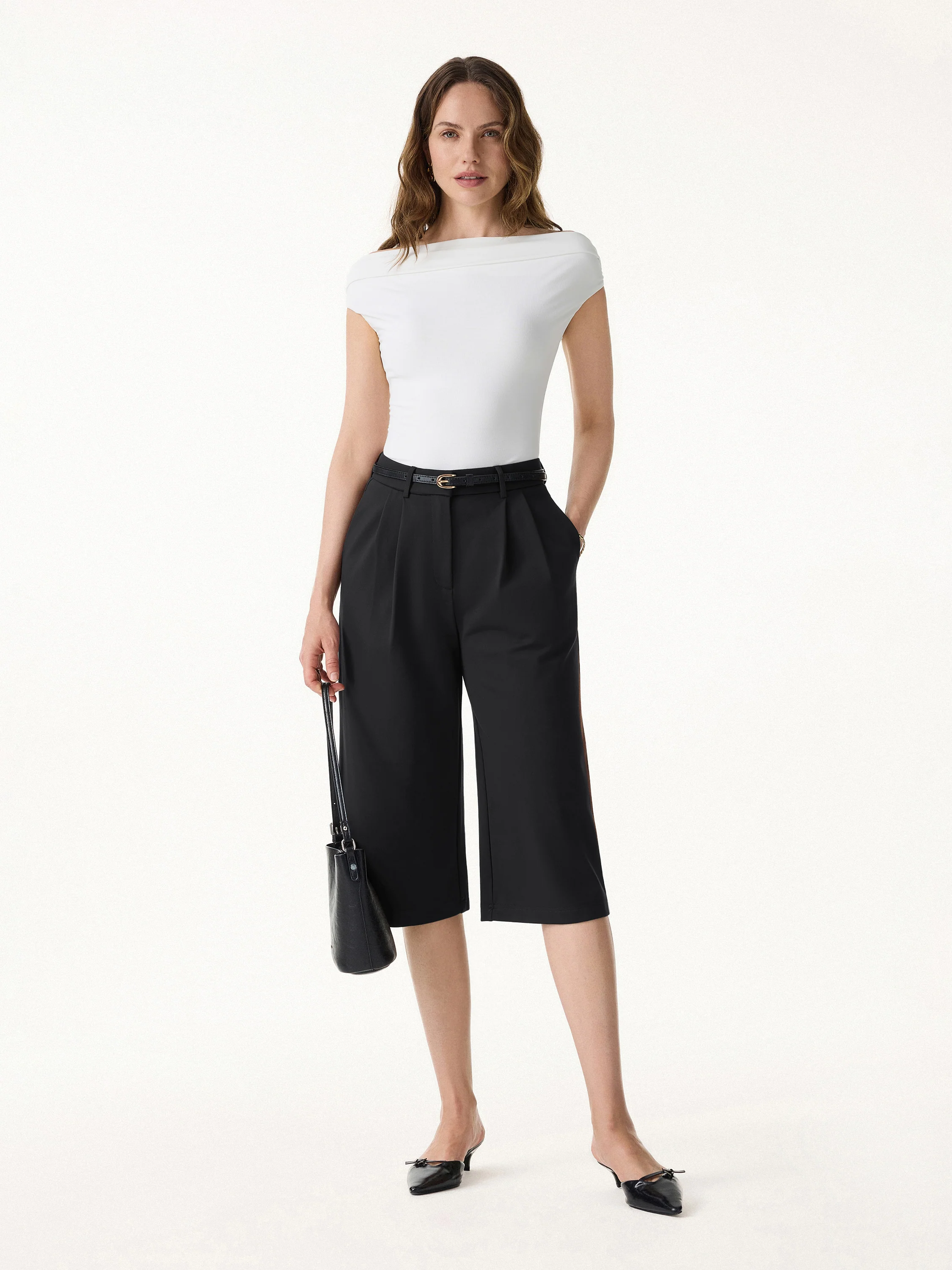 Stretch Ponte High Rise Upper-Calf Length Trousers