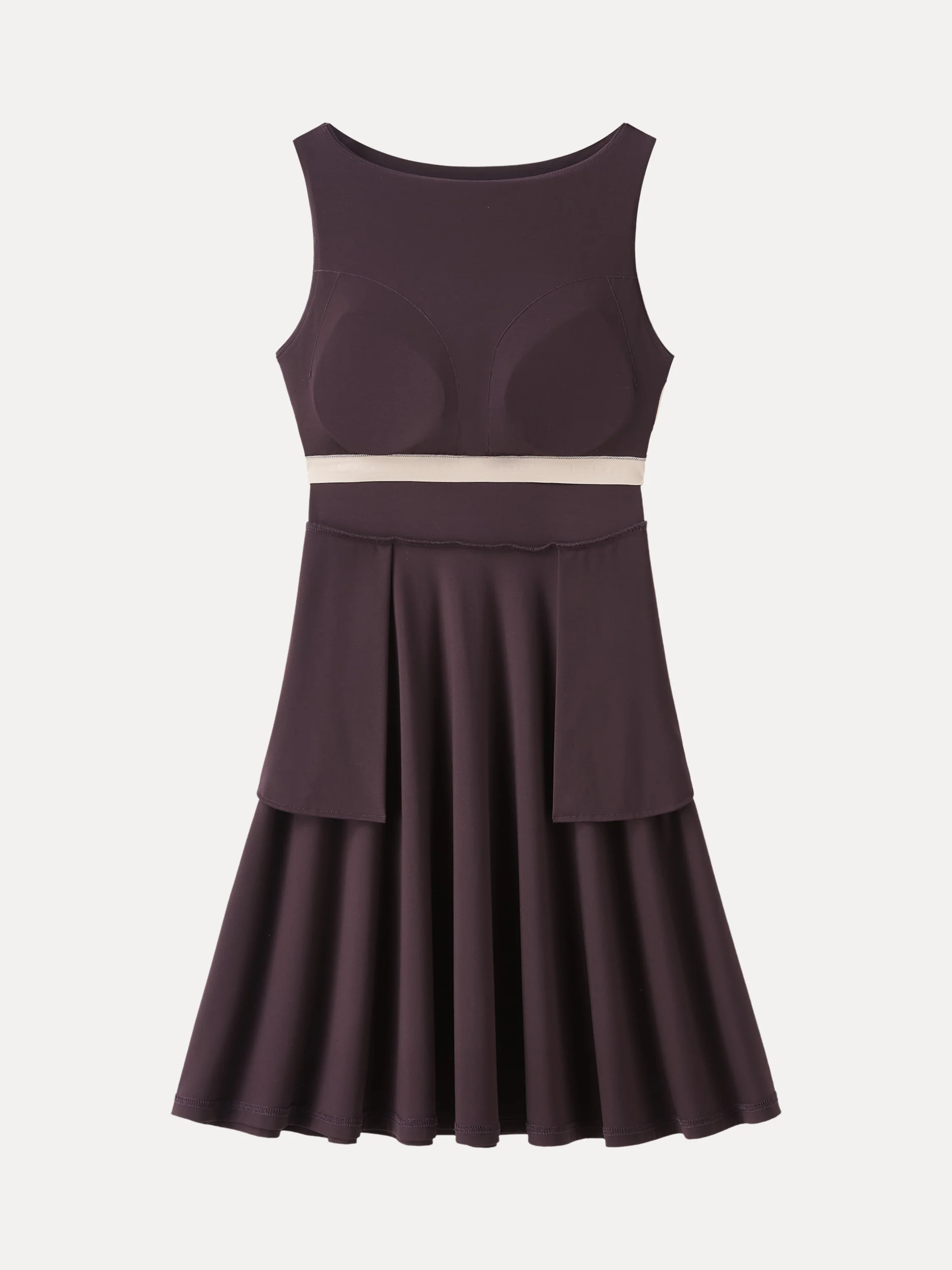 Stretchy Boatneck Fit-and-Flare Mini Bra Dress with Pockets - Image 10
