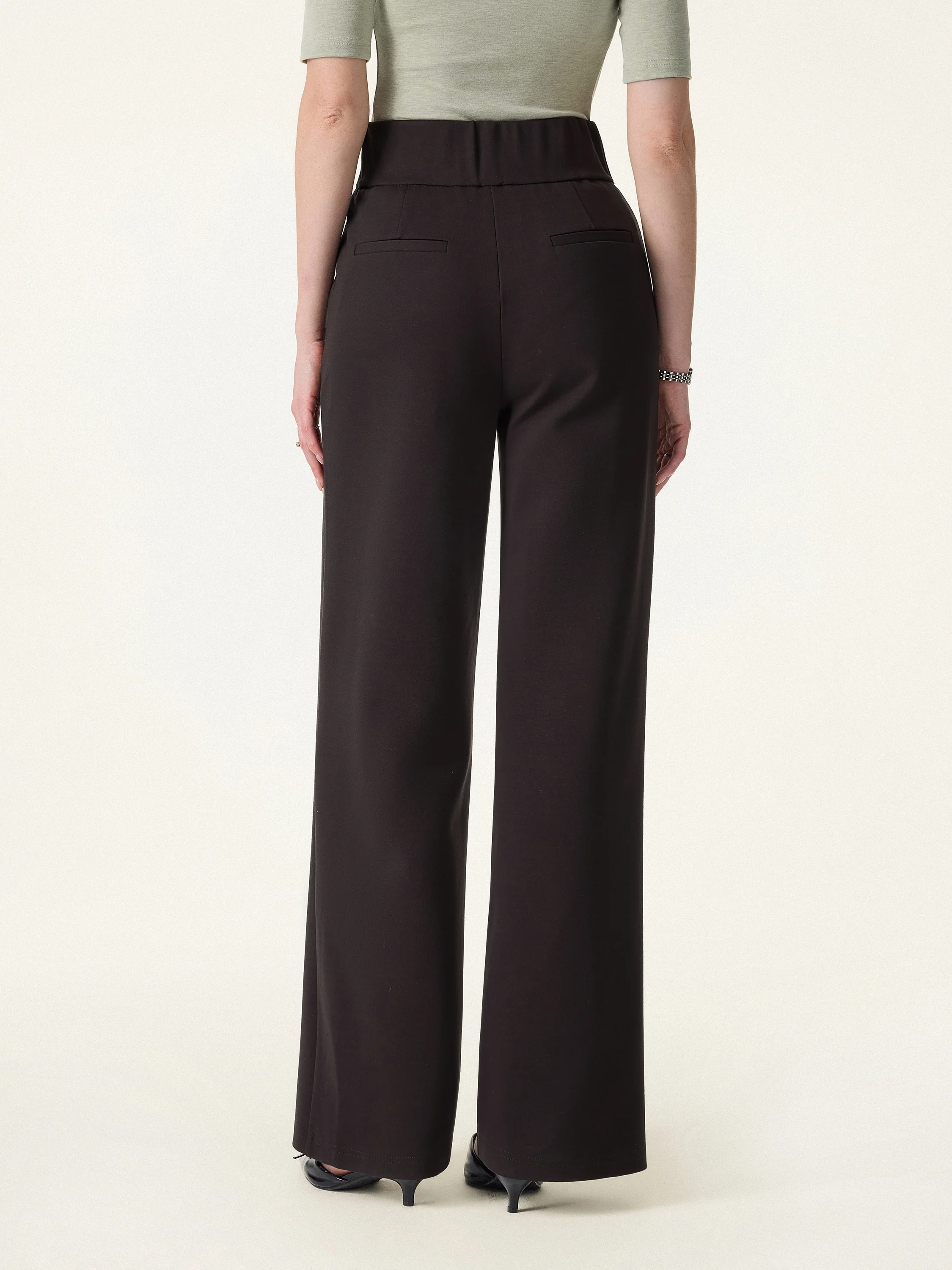 Stretchy High Rise Wide Leg Pants with Pockets - Image 14