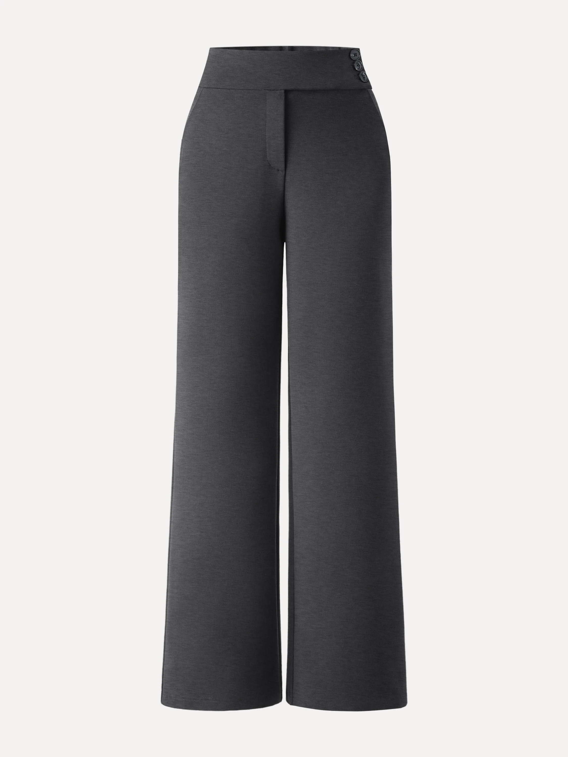 Stretchy High Rise Wide Leg Pants with Pockets - Image 2