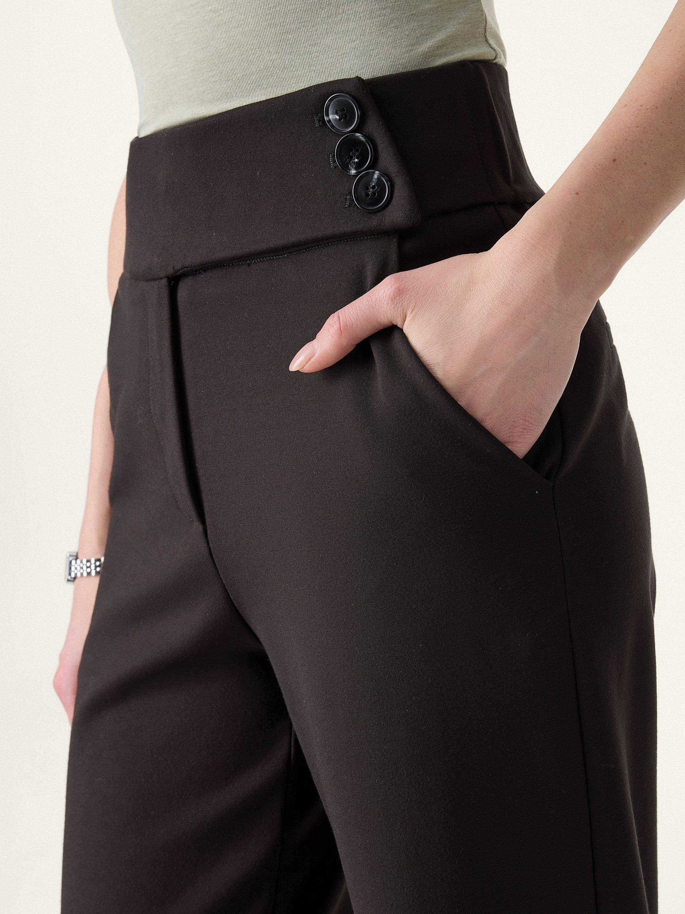 Stretchy High Rise Wide Leg Pants with Pockets - Image 6